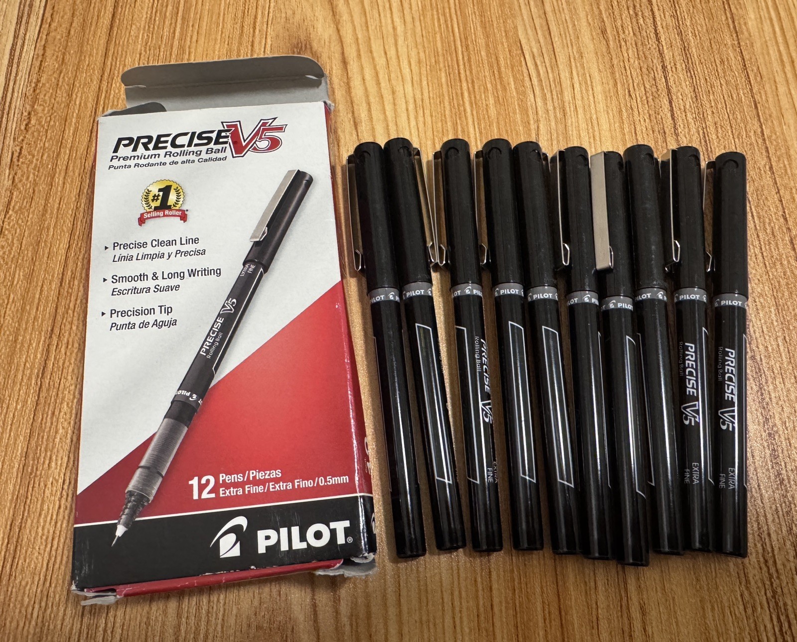 Precise V5 Extra Fine Point Rolling Ball Pens – Archival Black Ink, 10 ONLY