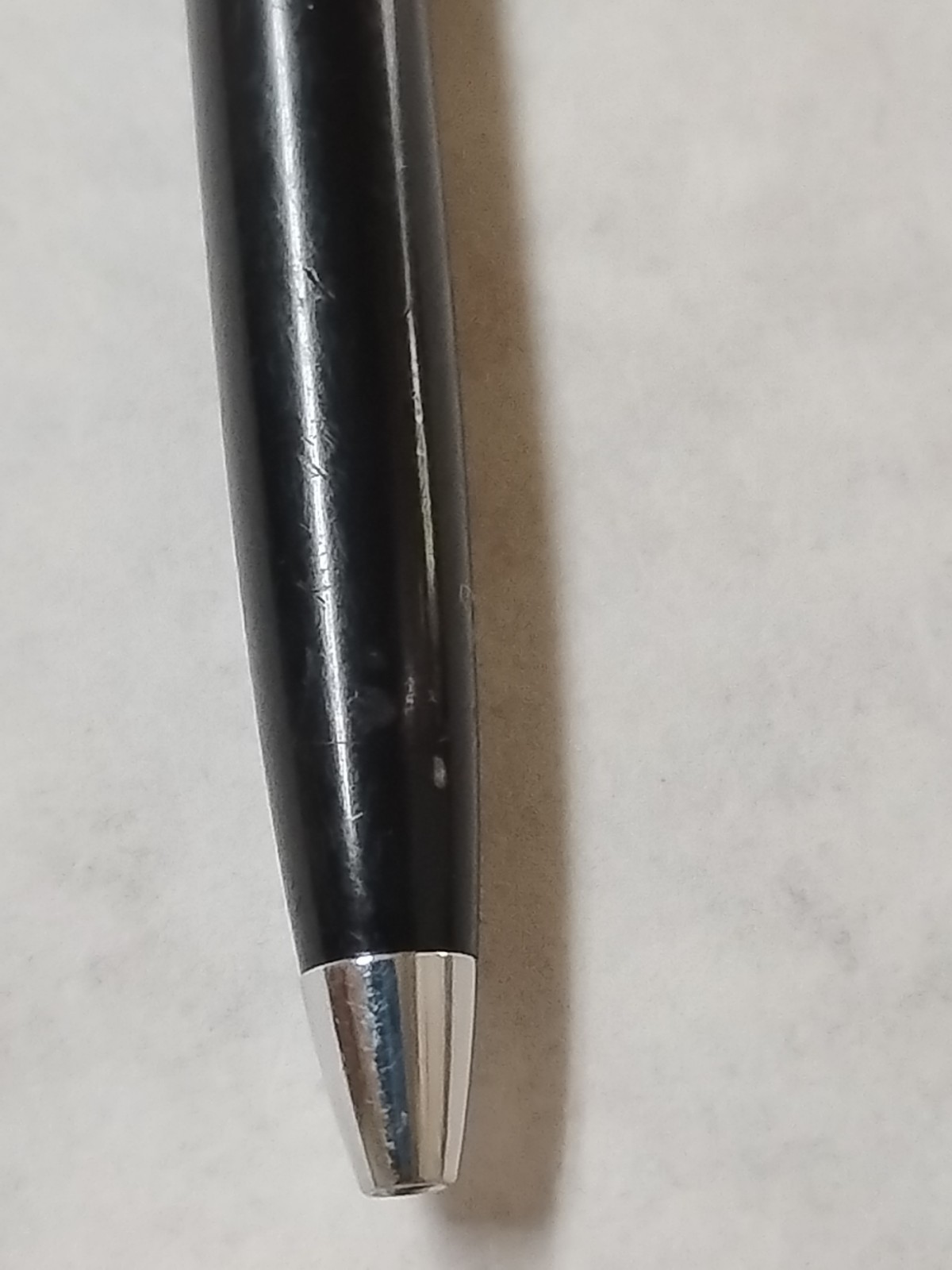 Vintage Paper Mate Profile Slim Grip Black Chrome Two Heart Ballpoint Pen #Q7