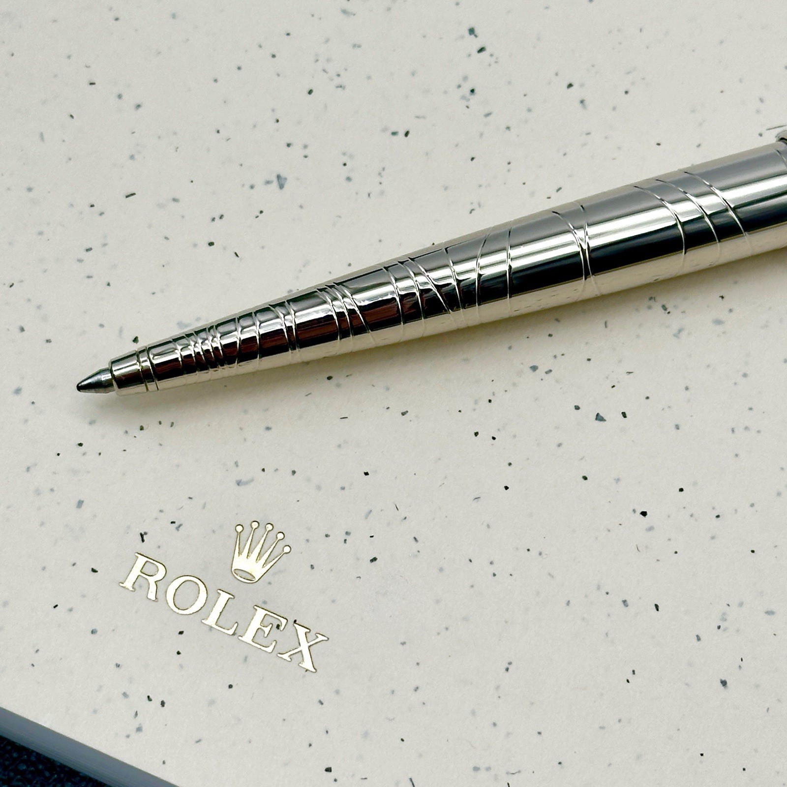 Rolex Silver Scribe Platinum Wave Cut Pen AD VIP Gift