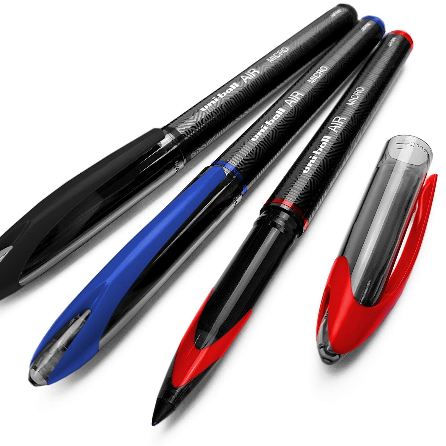 Fine Tip Rollerball Pens Set of 3 Black Blue Red 0.5mm Rollerball Pens