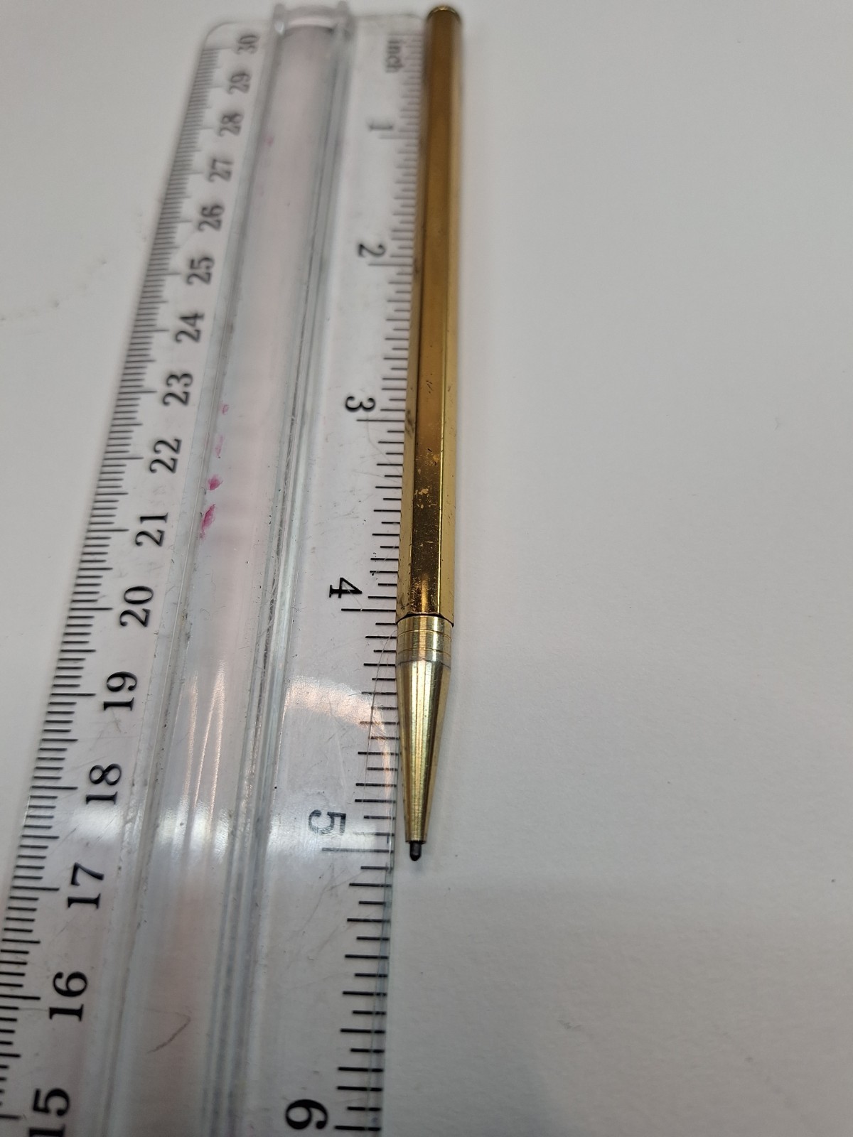 Vintage Slim Mini Brass Hexagonal Mechanical Pencil MCM Deskware 5″ -used-