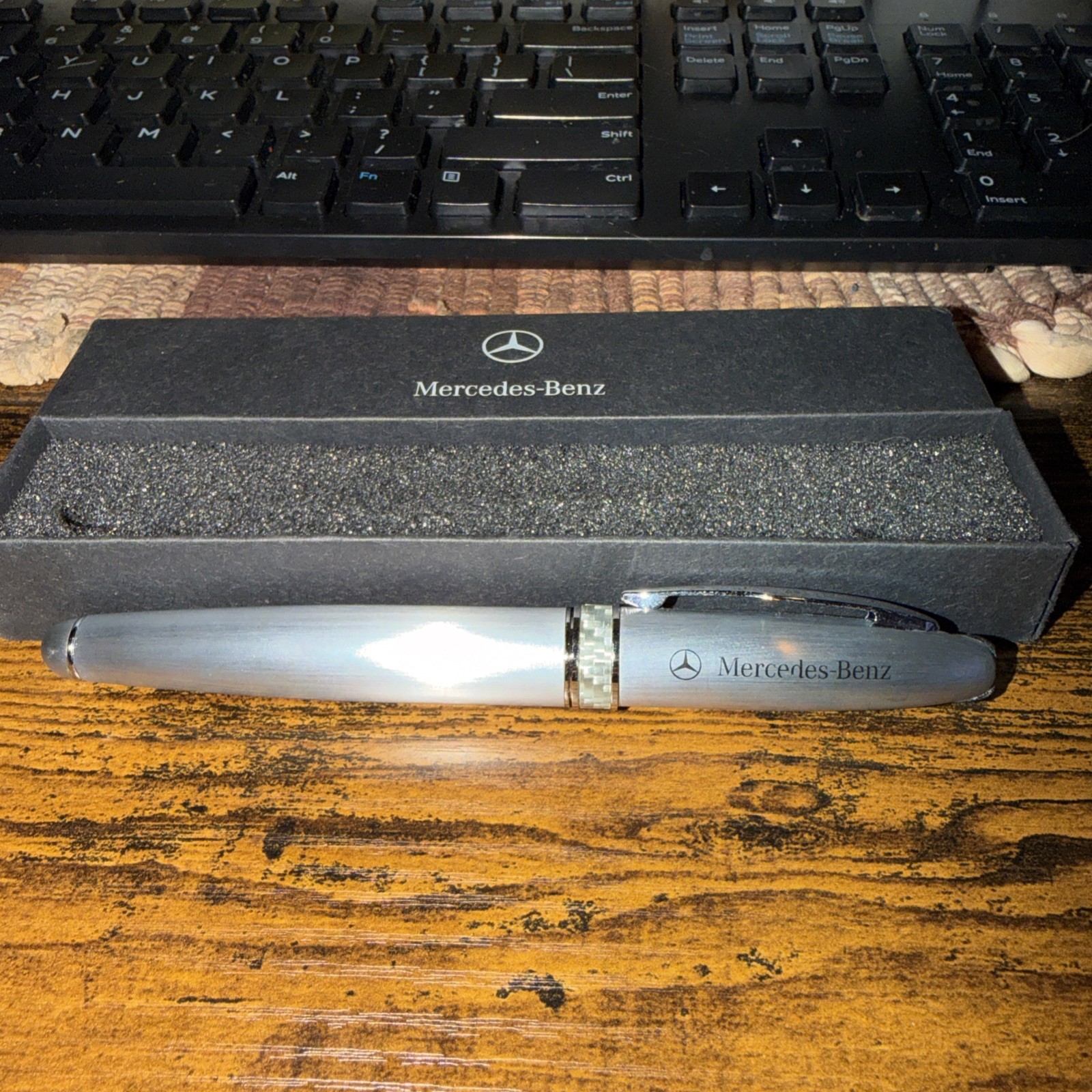 NIB Genuine Mercedes-Benz silver metal w/crystals Ballpoint Roller Ball Pen