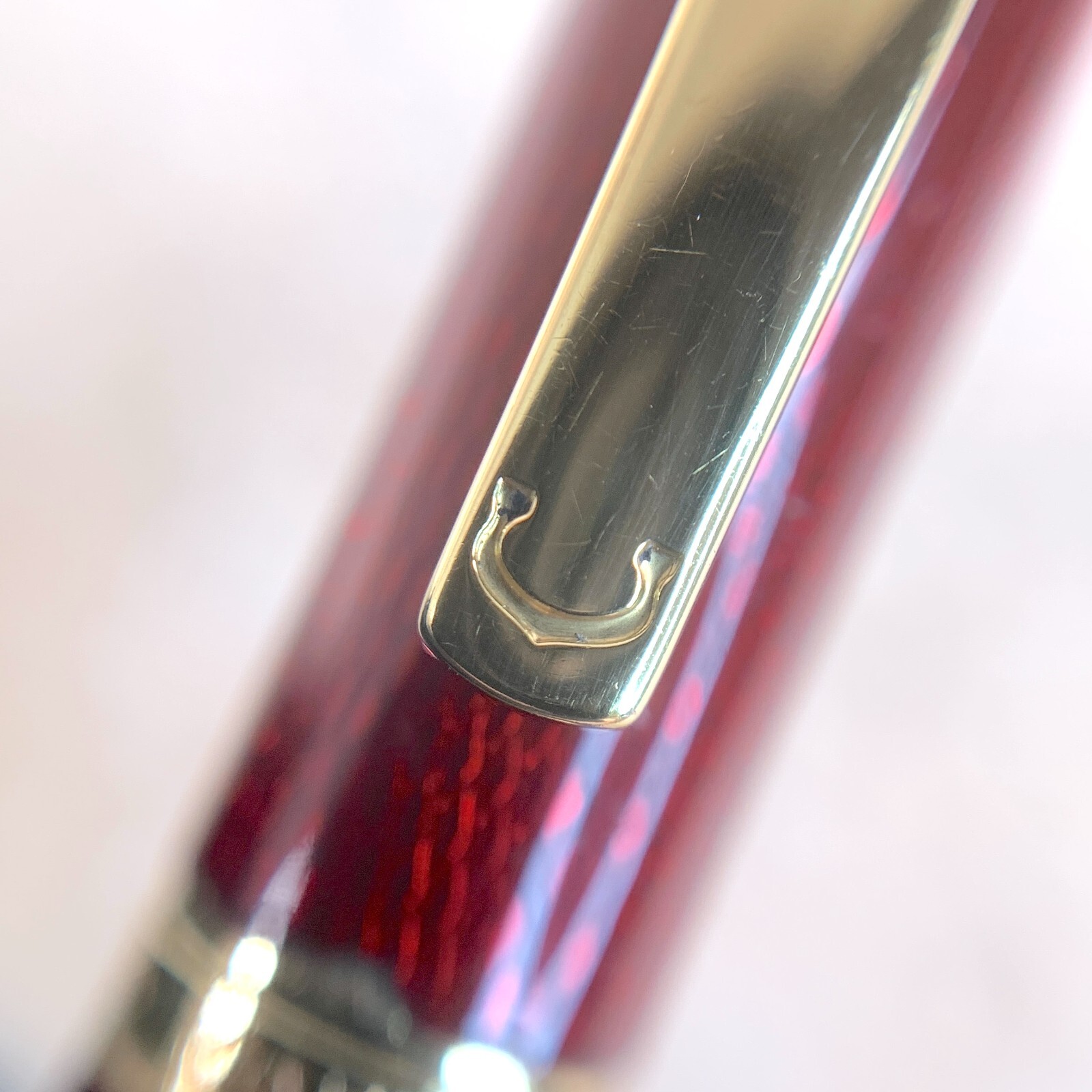 Cartier Ballpoint Pen Rare Trinity Bordeaux Enamel Engraved Pattern with Case