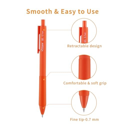 Colored Gel Pens,12 Pcs,0.7mm Fine Point | Retractable, Quick-Dry Multicolor