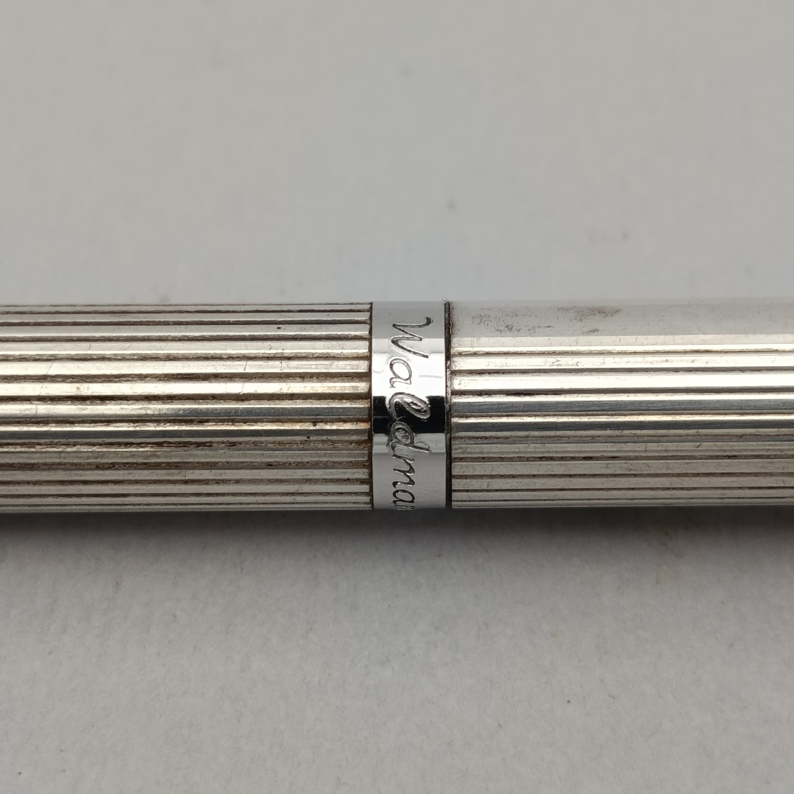 WALDMANN STERLING SILVER 925 TWIST PINSTRIPE BALLPOINT PEN VINTAGE EXCELLENT