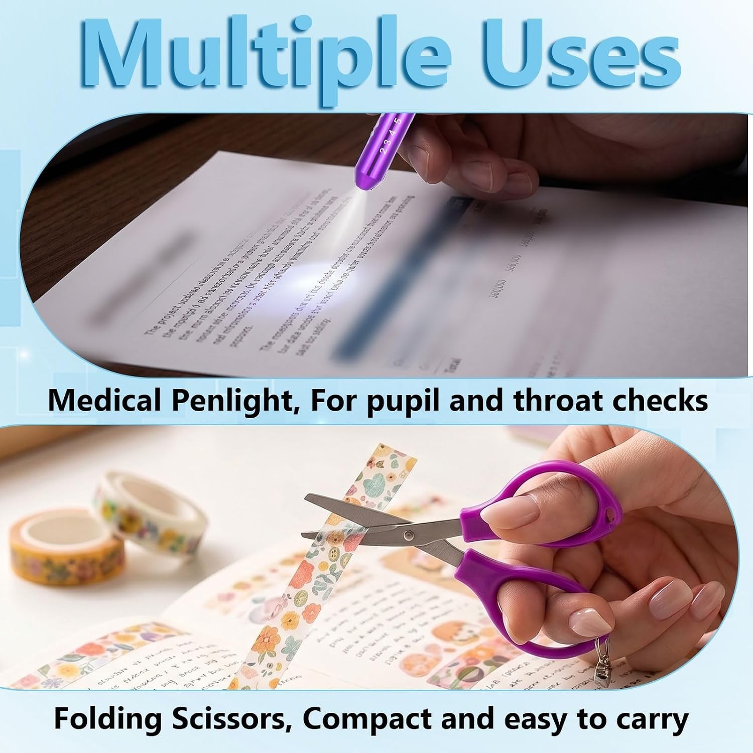 Essential Nurse Accessories Set: Retractable Pen, Scissors & Keychain Flashlight