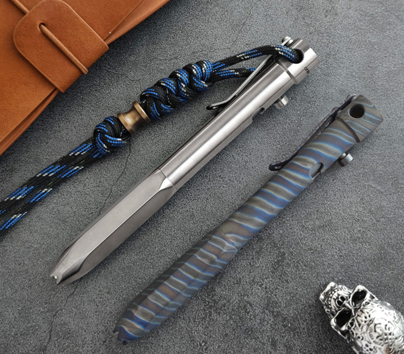EDC Titanium Practical Pocket Pen Working Signature Ballpoint Pen with 5 Refills