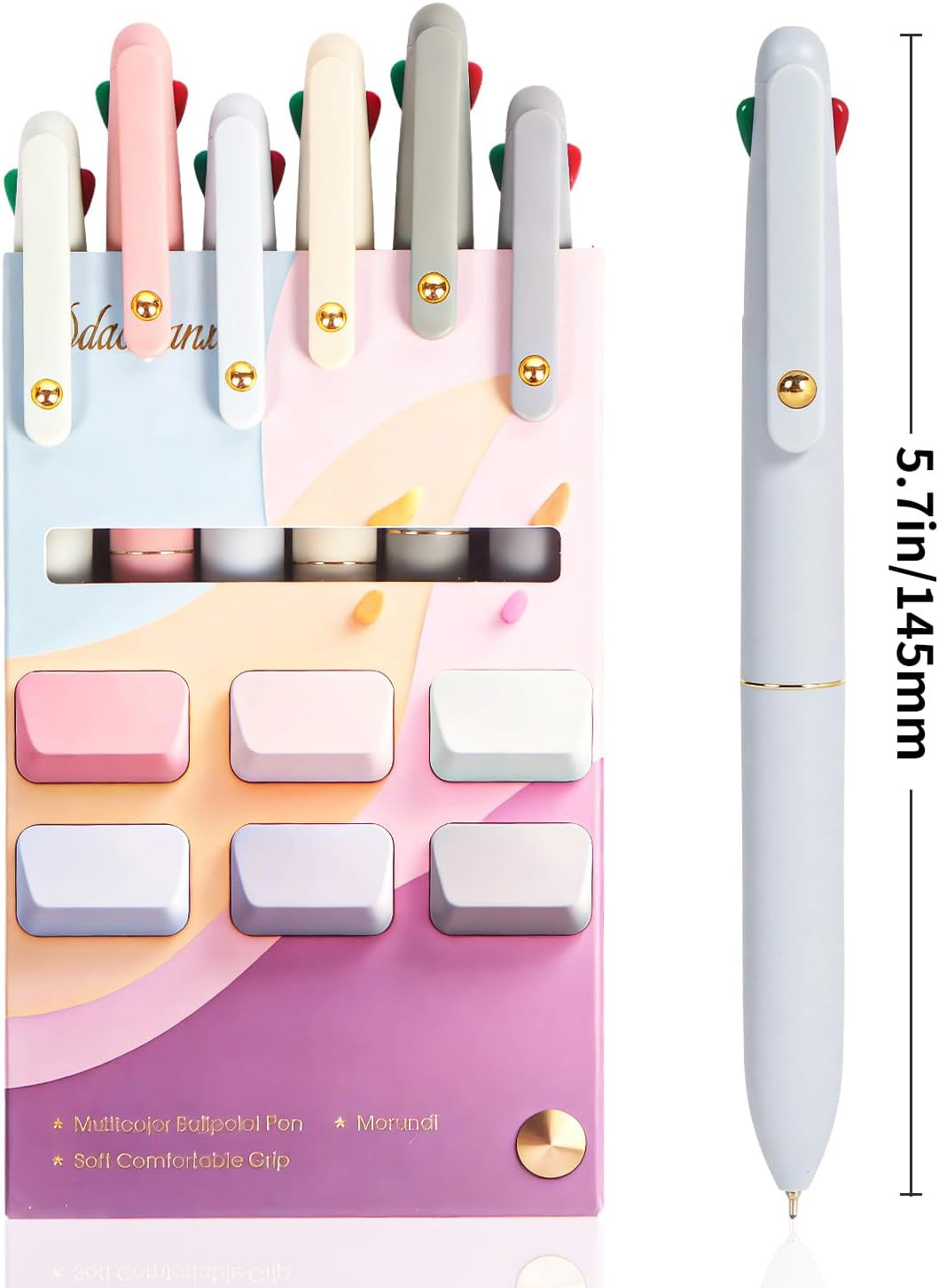 Multicolor Pens, 4-In-1 Colored Ballpoint Pen 0.5Mm Fine Point Smooth Writing,Nu