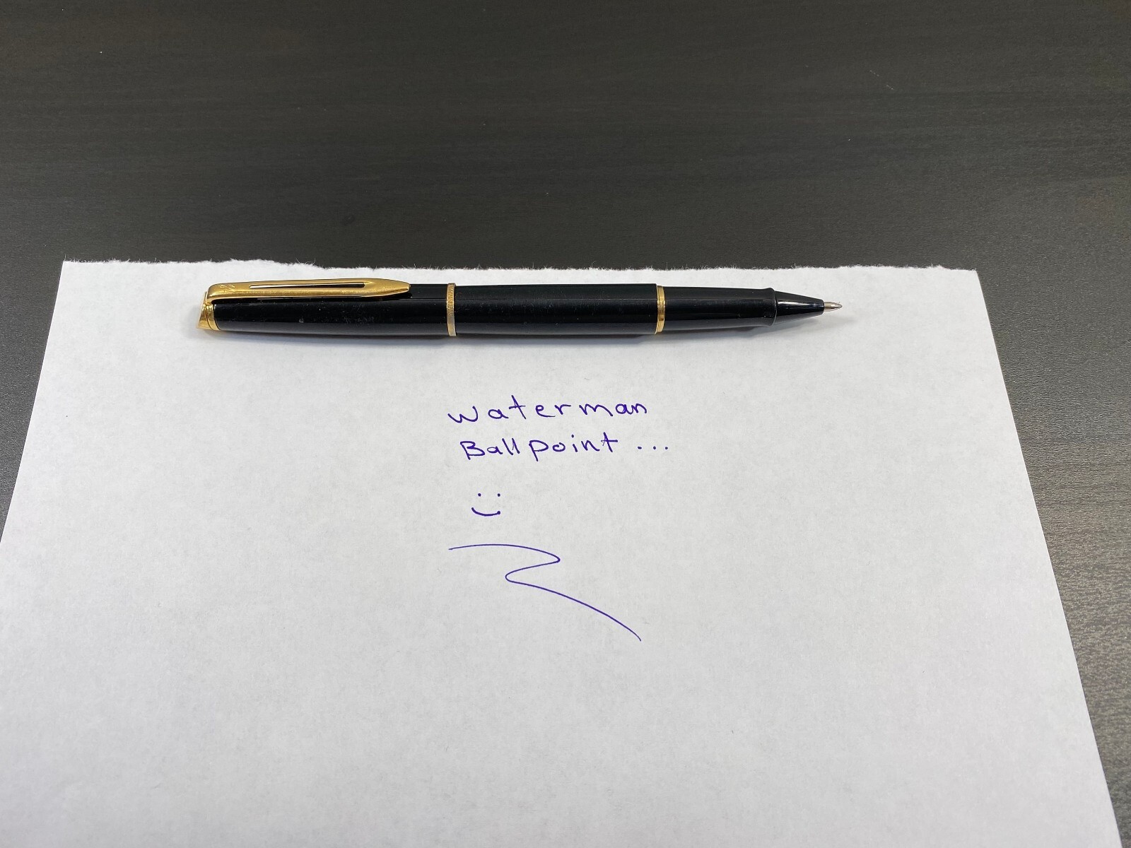 Blue Waterman Ballpoint Pen, Working Perfectly, Attractive Black and Golden Colo