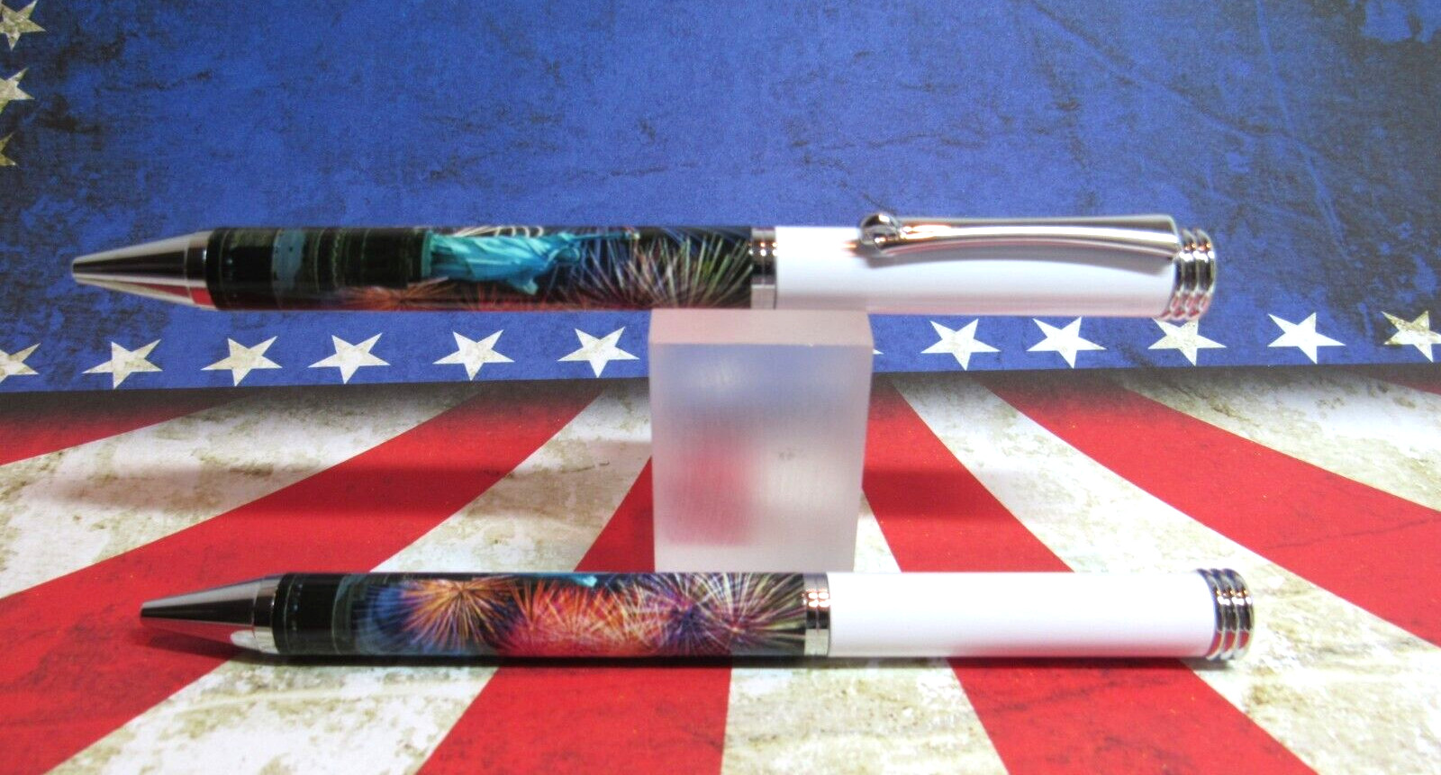 SET OF 2 TERZETTI » Statue of Liberty» Slim Metal Ballpoint Pen+ Velvet Pouch