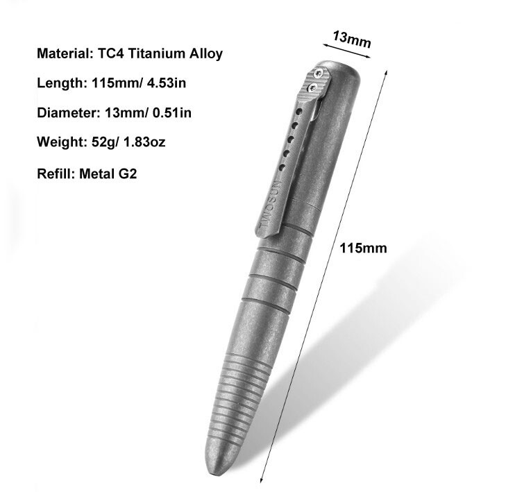 New Practical Titanium Alloy Pocket Ball Pen Signature EDC Pens w/ 5 G2 Refills