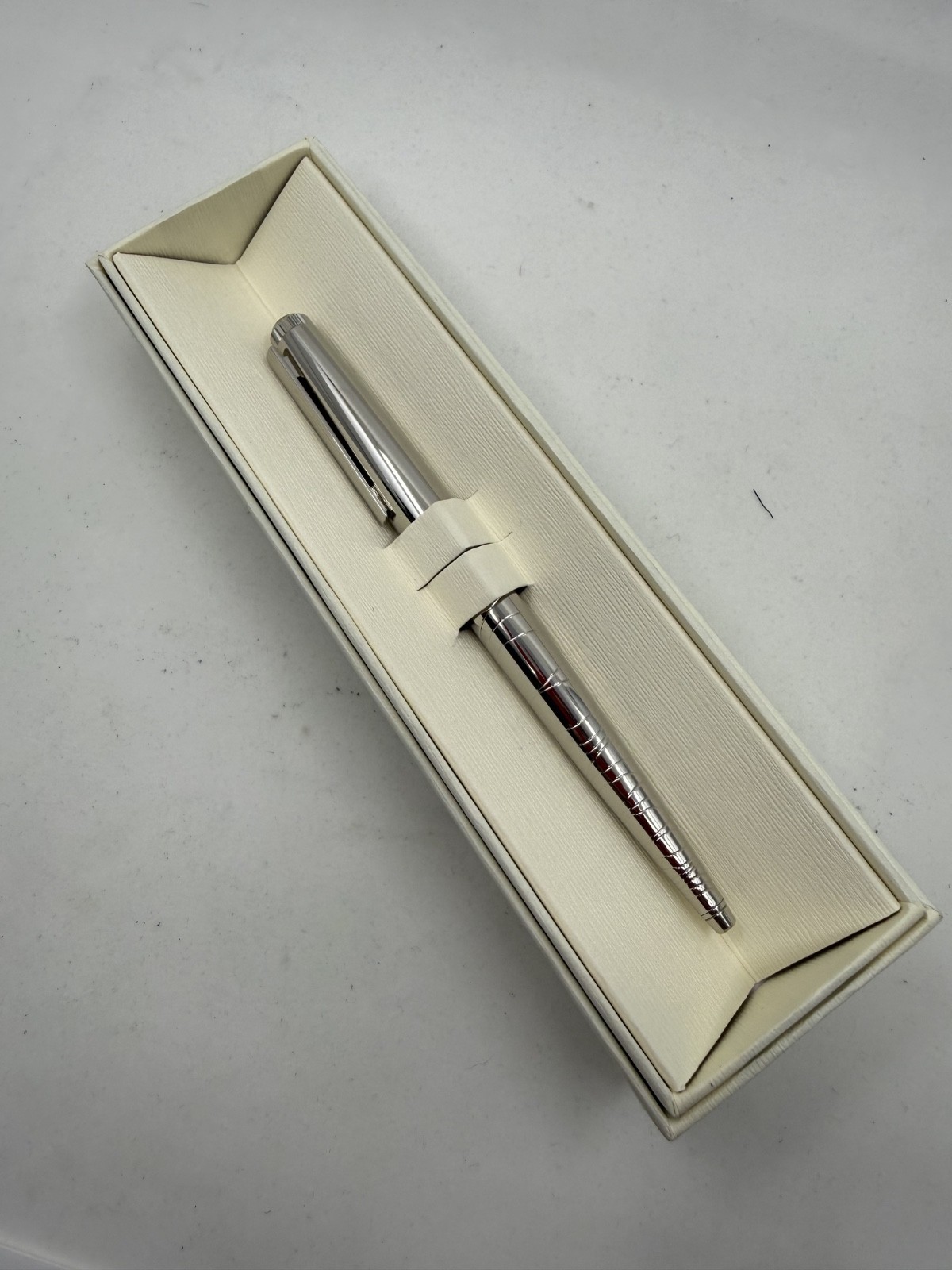 NEW Rolex Silver Scribe Platinum Wave Cut Ballpoint Pen, Refillable, AD VIP Gift