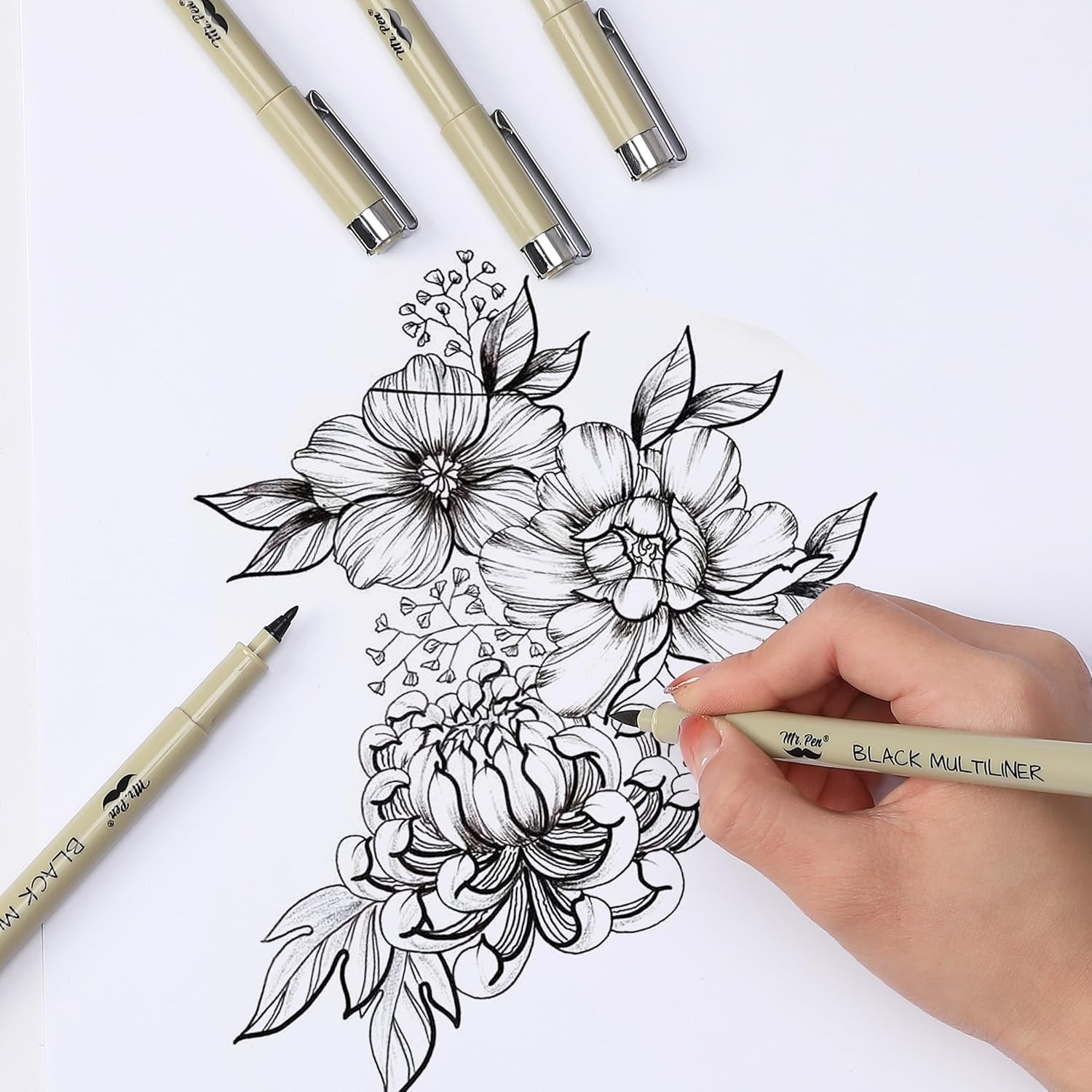 Precision 0.5mm Black Fineliners – Ideal for Sketching & Journaling, 12 Pack