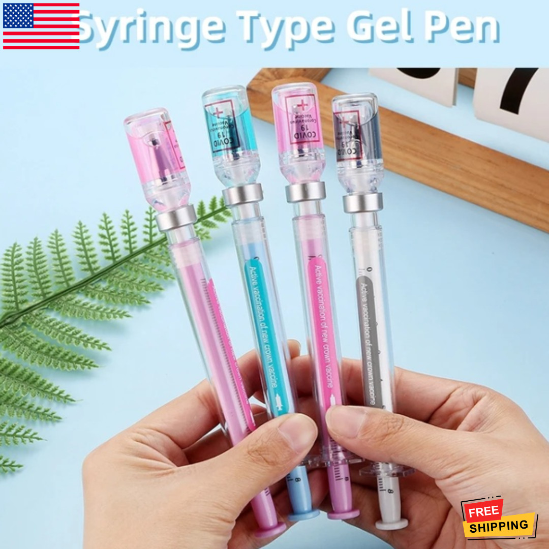 2Pcs Syringe Gel Pens Novelty Fun Ballpoint Nurse Doctor Student Gift