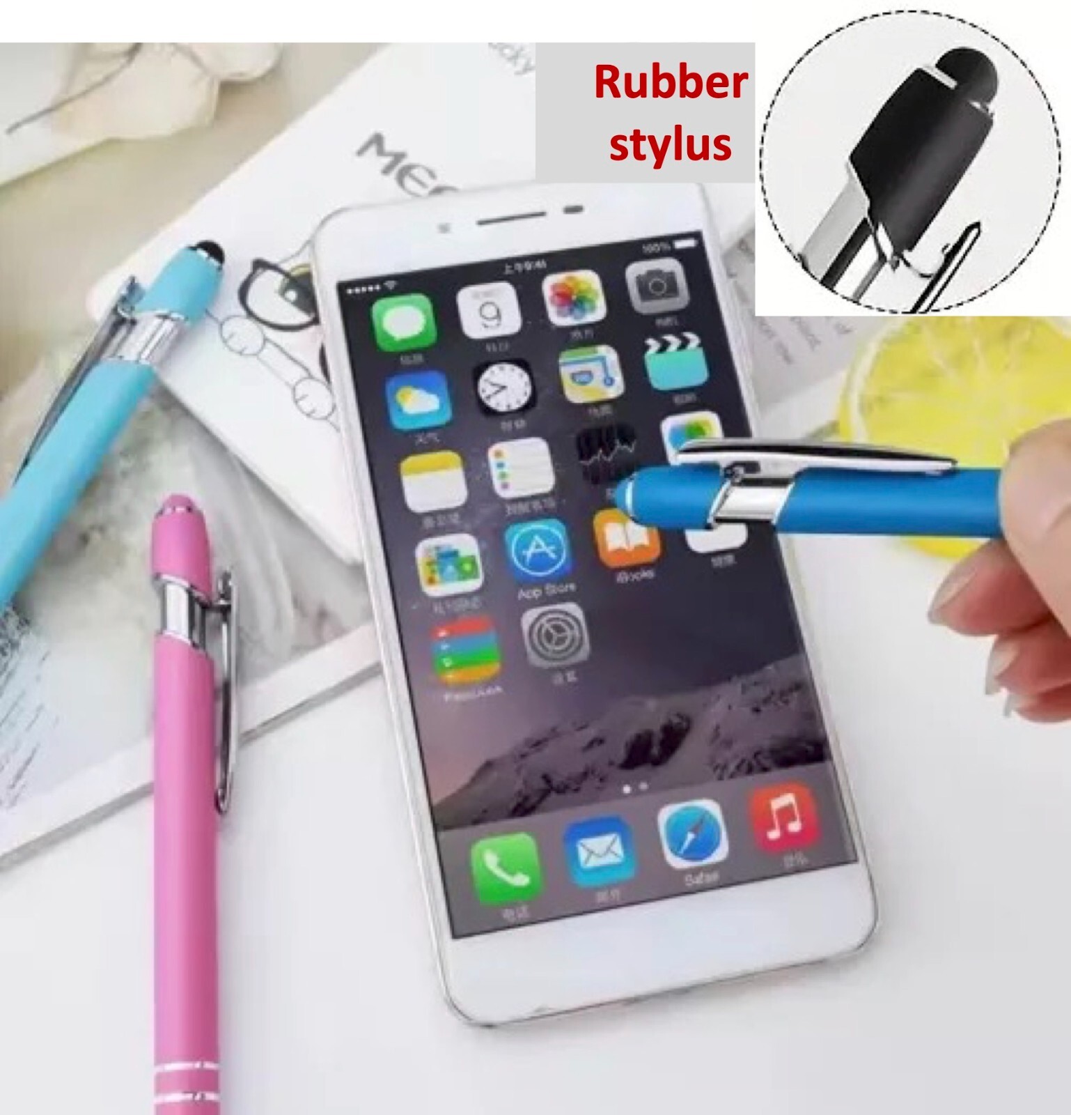 Personalized Silver Trim Laser Engraved Stylus Pens