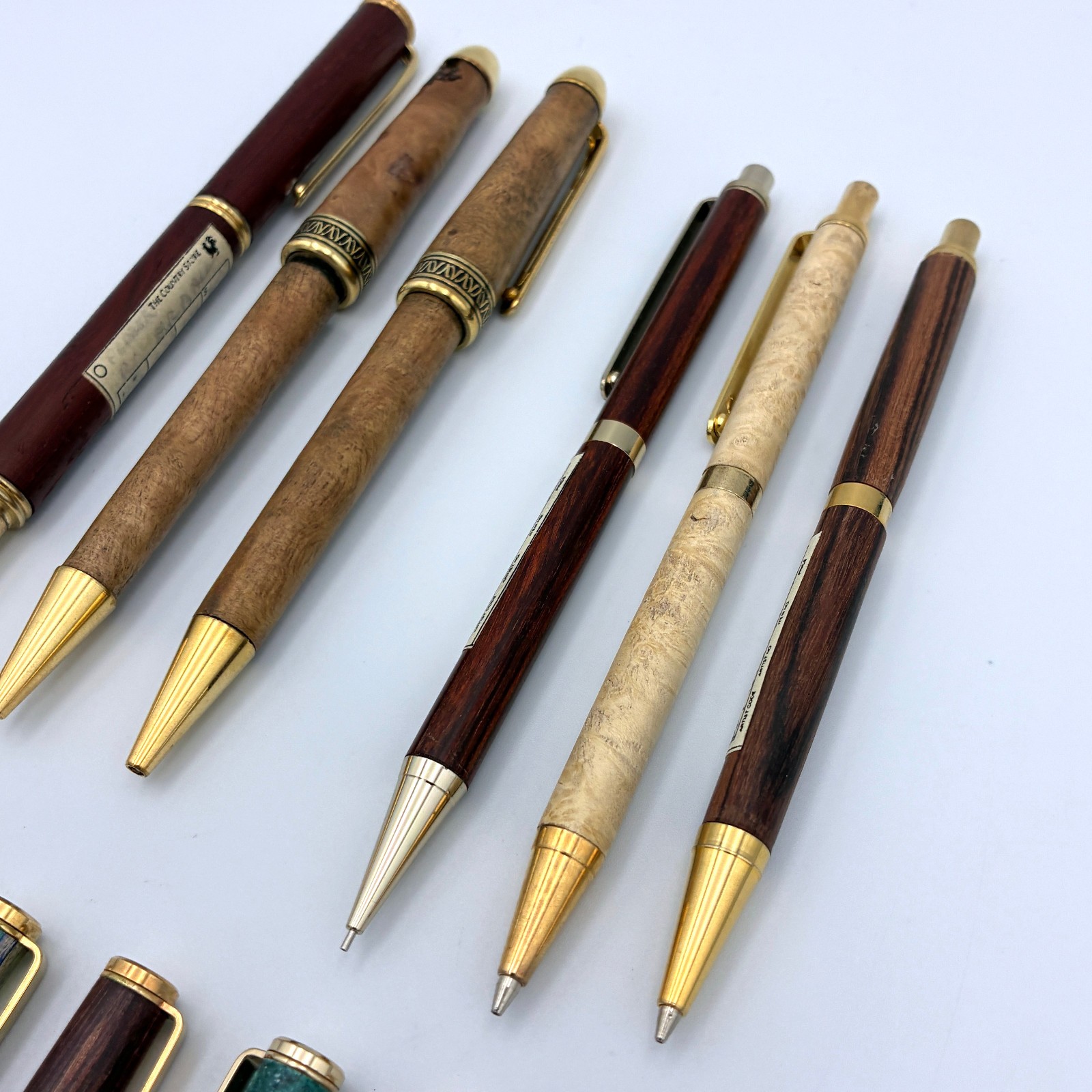 Lot of 14 Handmade Wooden Pens & Pencils – Some Broken – READ