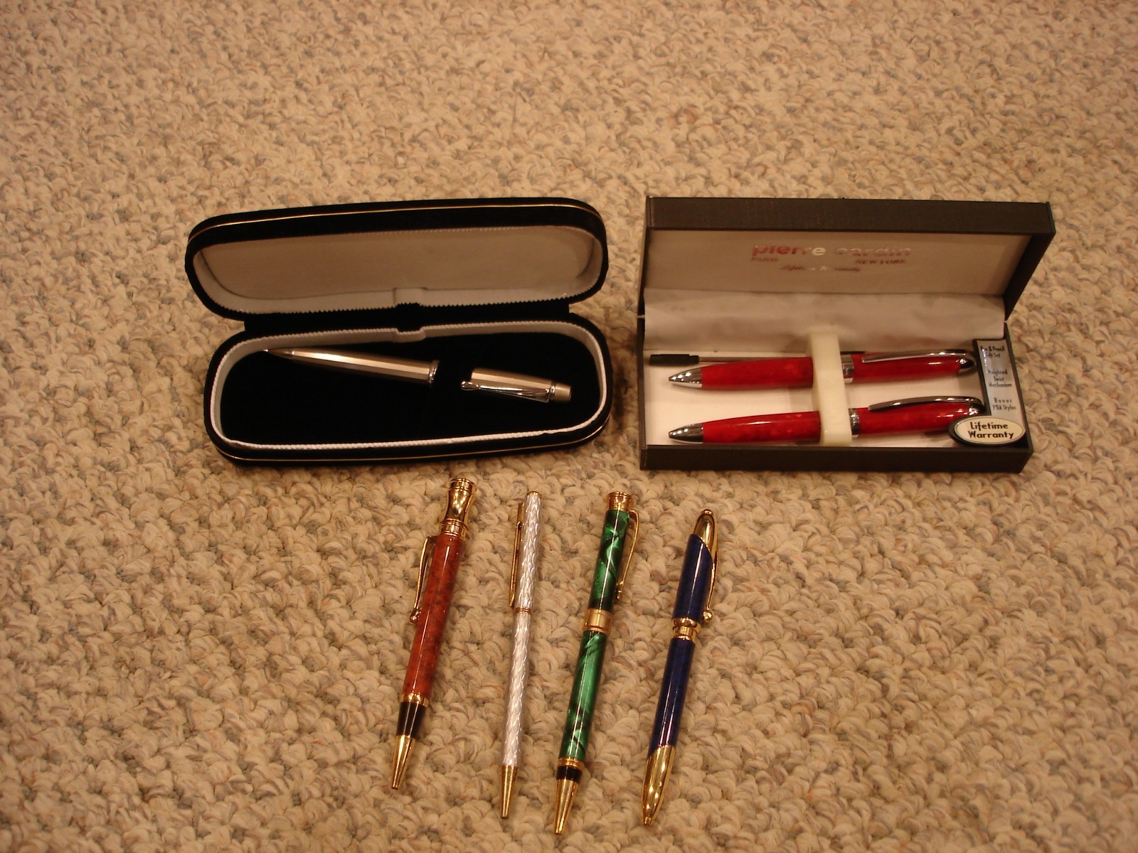 Lot of 7 vintage Pens & Pencils Pierre Cardin Reflections green brown blue