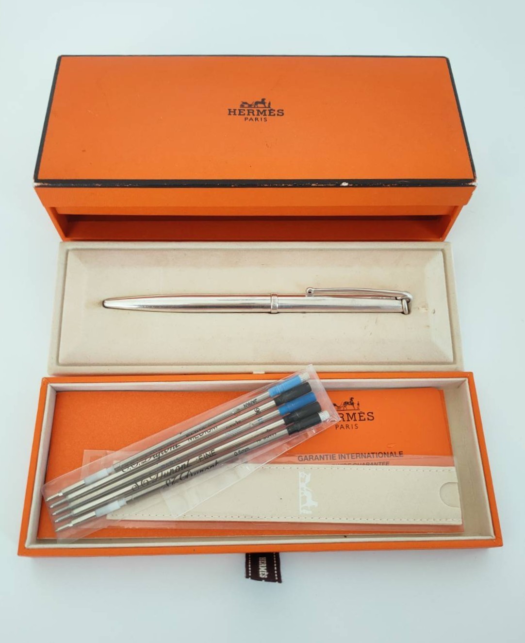 Hermes Allegro Sterling Silver 925 2Way Ballpoint Pen & Mechanical pencil