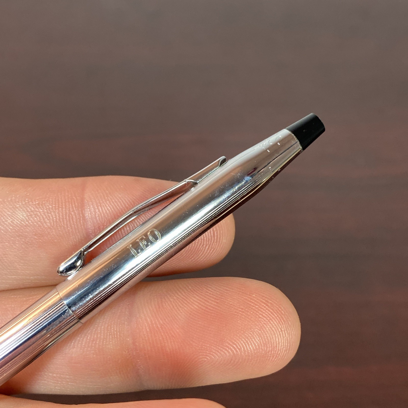 Cross Chrome Pen Pencil VINTAGE Engraved Mono Name LEO GIFT BIRTHDAY FATHERS DAY