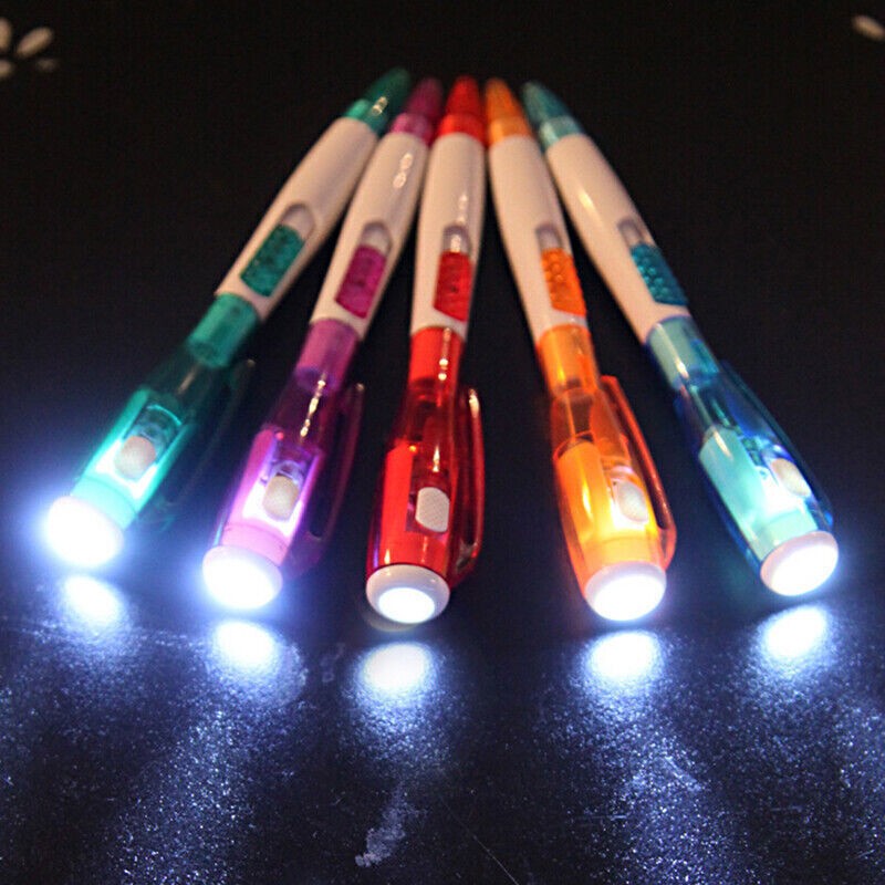 1pc Students Multifunctional Ballpoint Ball Point Pen With LED Flashlight Light