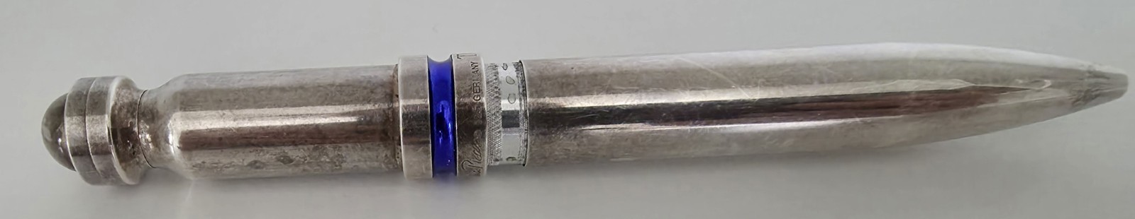 Tiffany Pablo Picasso Metal Ballpoint Pen Blue Enamel 925 Sterling Silver. Used