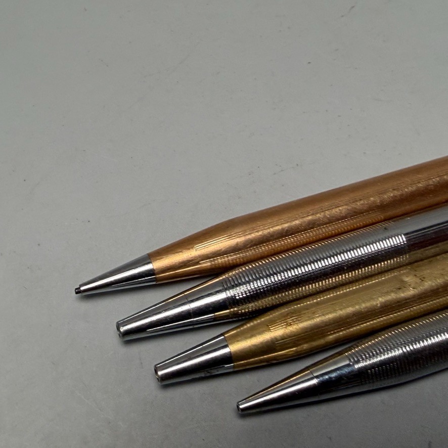 Vintage Gold Filled Chrome Cross Ballpoint Pen Pencil Lot of 4 MCM Needs Ink