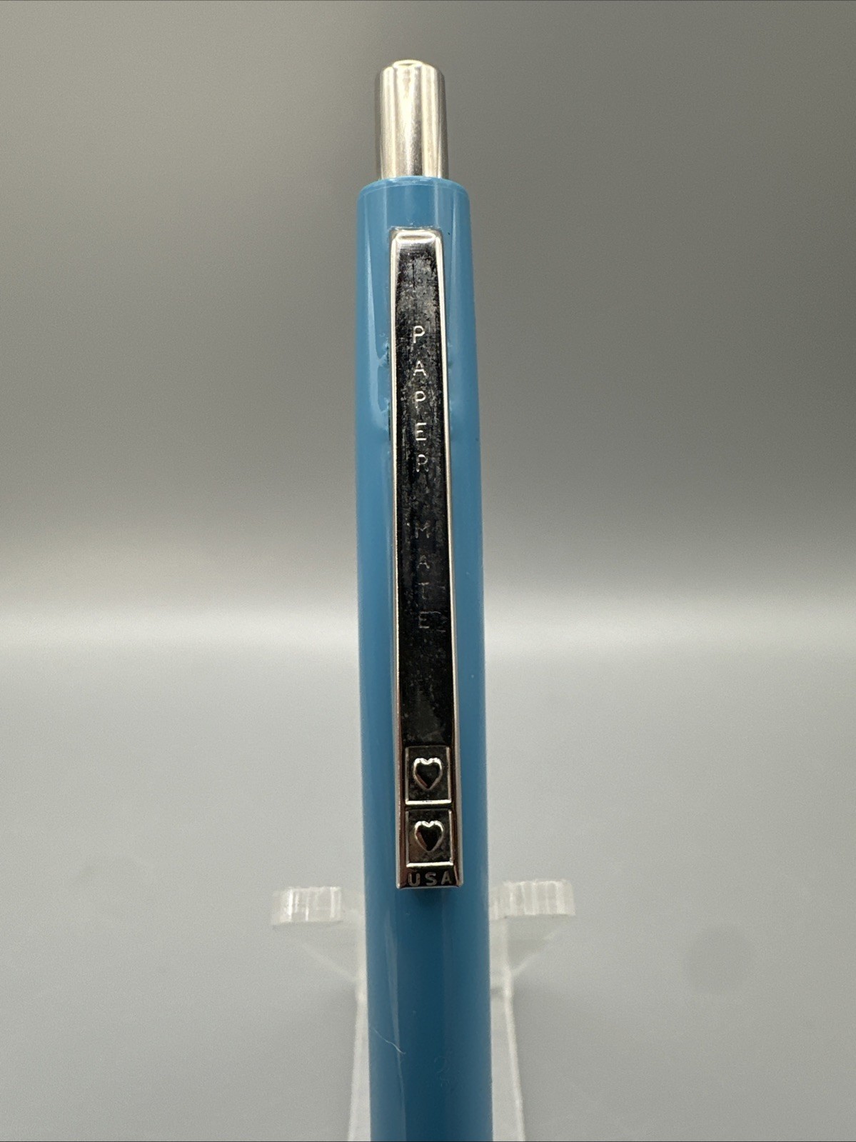 VTG Paper Mate Powerpoint Ball Pen Turquoise Black Double Heart Tu Tone 1328