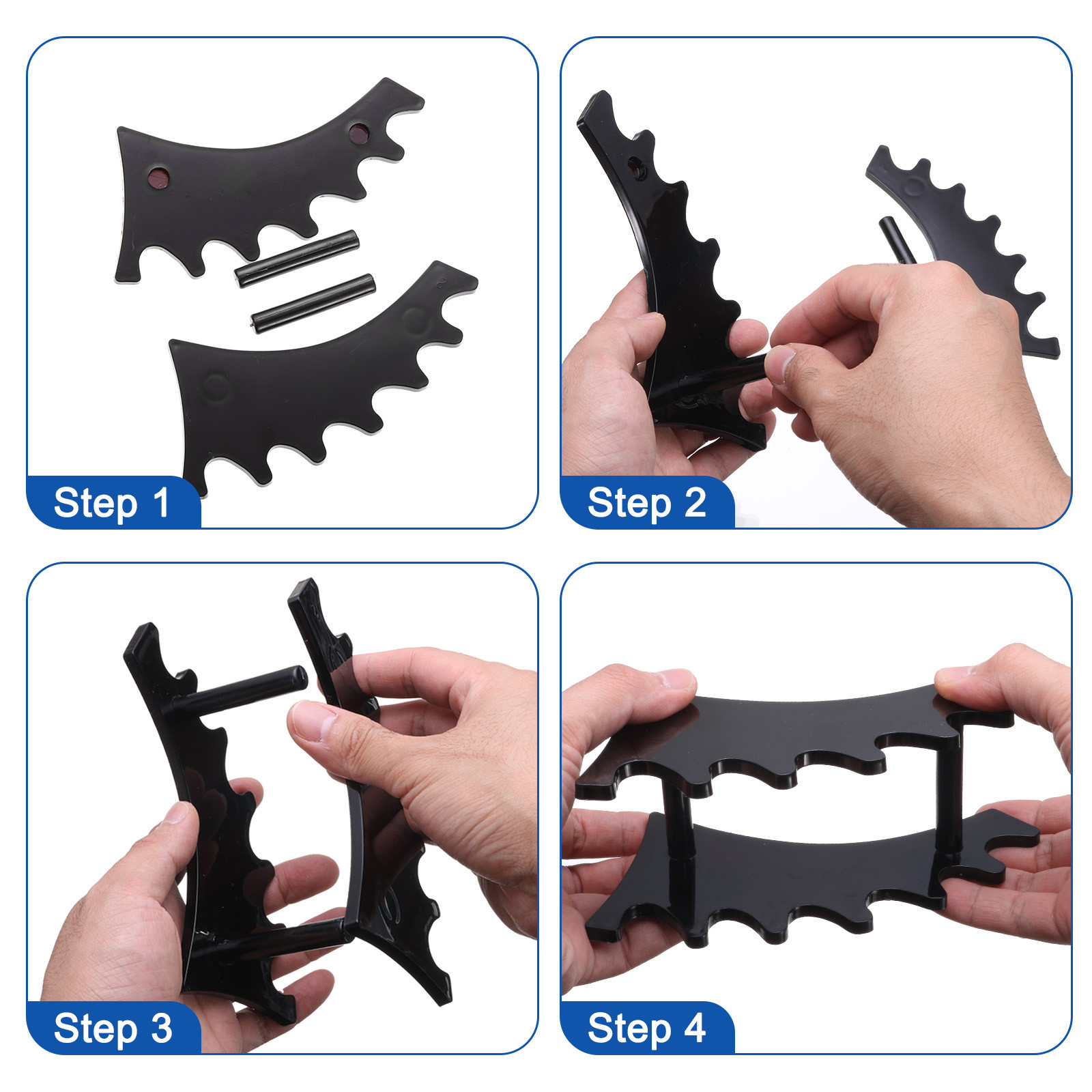 4 Pack Plastic Pen Holder, 6-Slot Acrylic Pen Display Stand Horizontal Clear