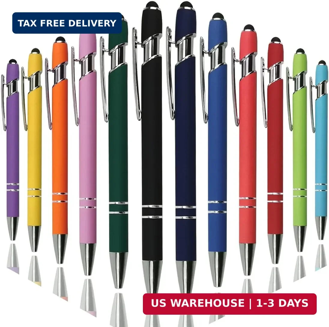 Ballpoint Pen with Stylus Tip, Soft Touch Click Metal Pen, 1.0mm Medium Point, B