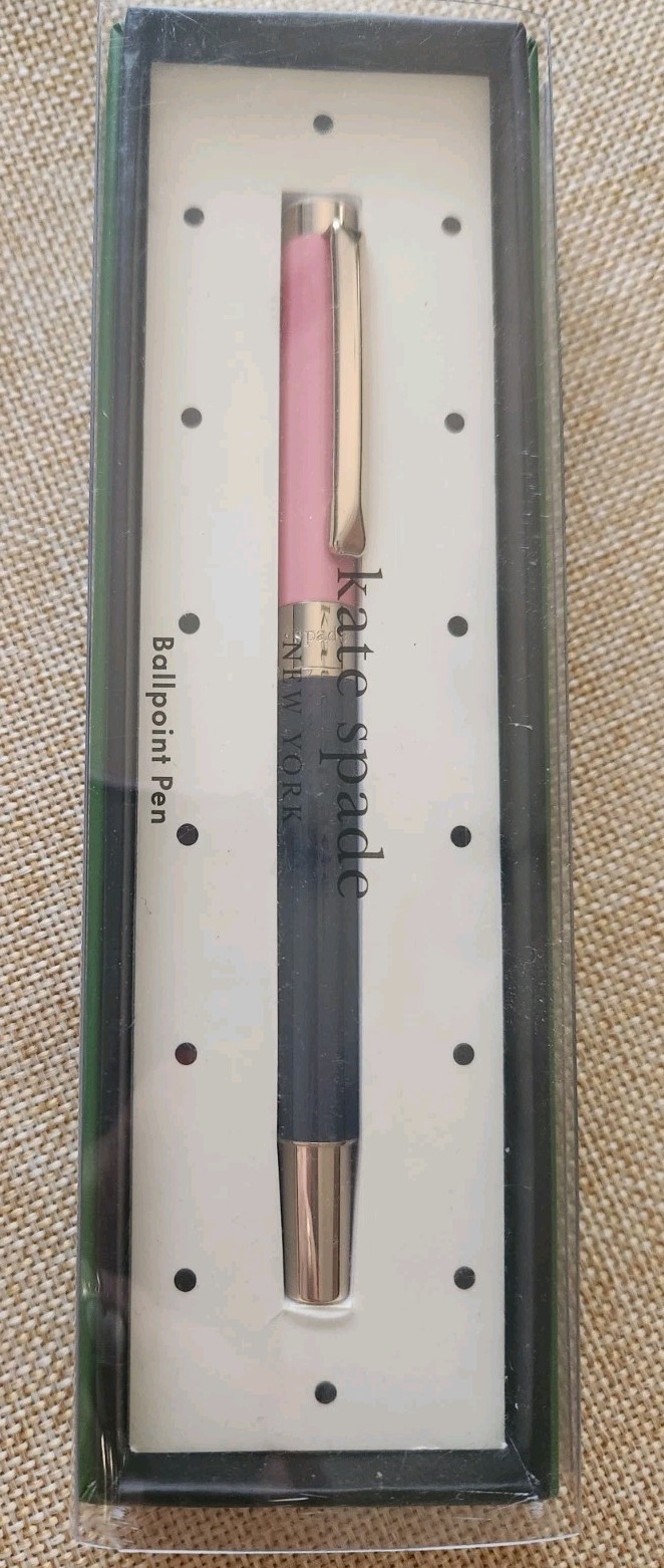 Kate Spade New York Colorblock Ballpoint Pen Gold Accent Metal Cap New in Box