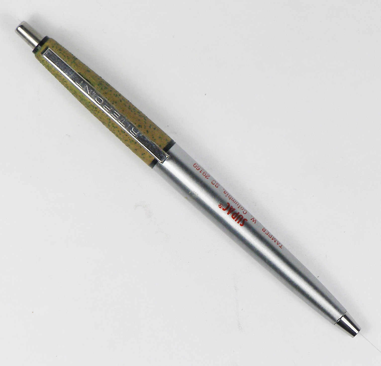 Vintage Ballpoint Pen RITEPOINT Textured Plastic, Brushed Steel & Chrome w/Ad