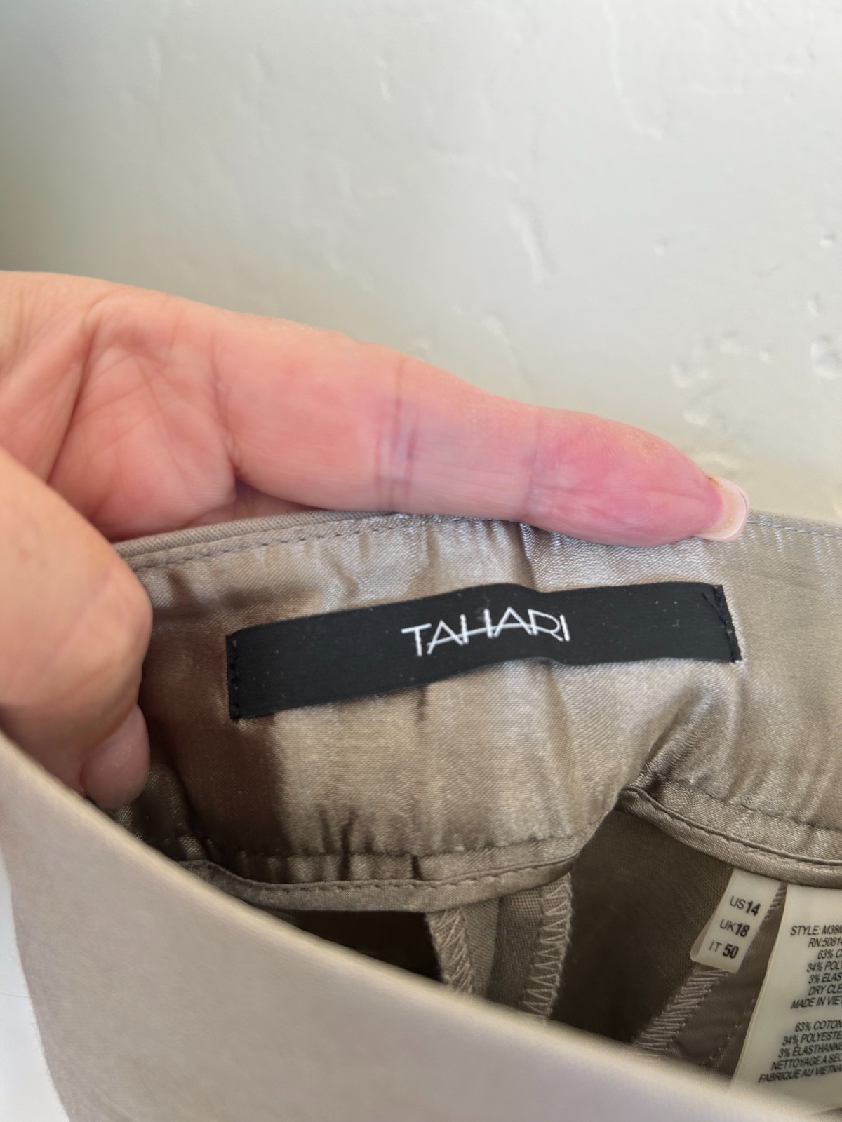 Tahari pens, beige size 14