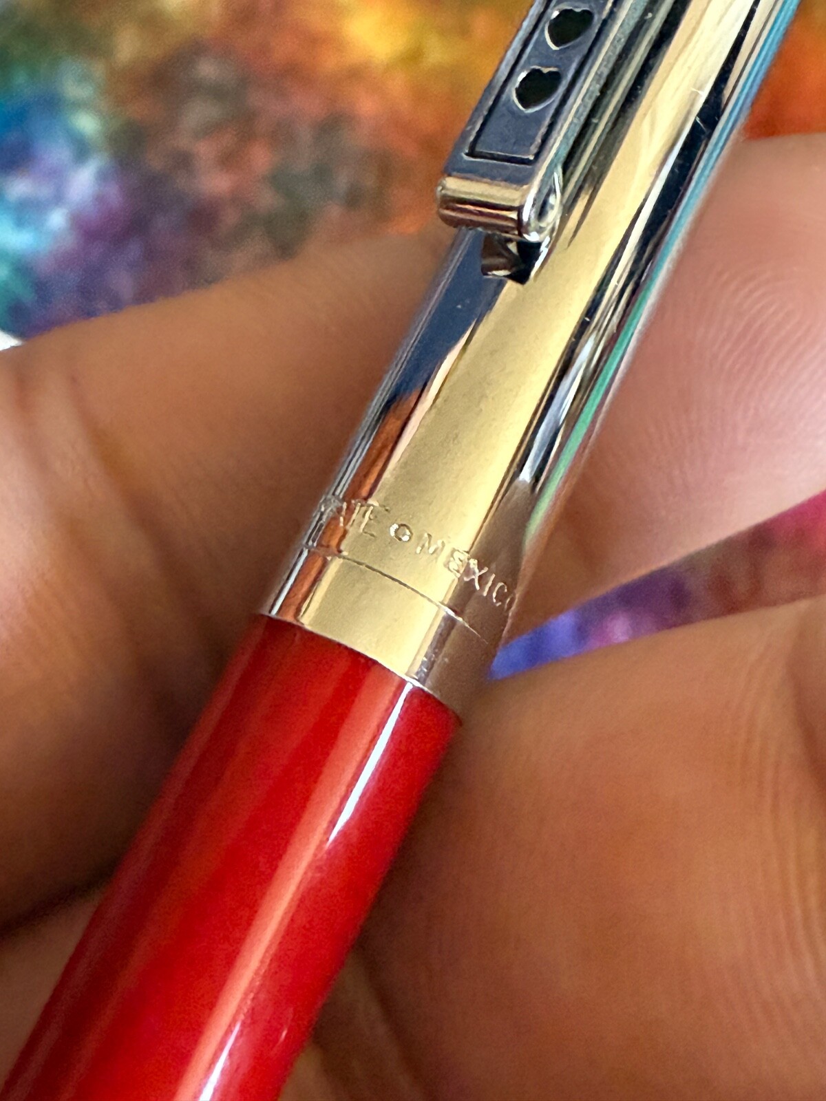 VTG 90s RED Paper Mate Double Heart Profile Ball Pen Slim Grip Mexico Blue Ink