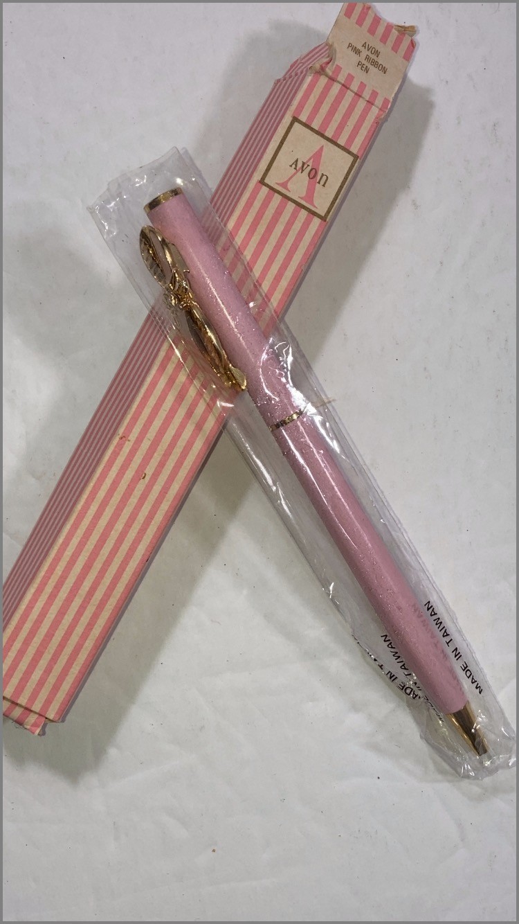 Vintage Avon Breast Cancer Pink Pen w/Pink Ribbon New in Original 1995 Box
