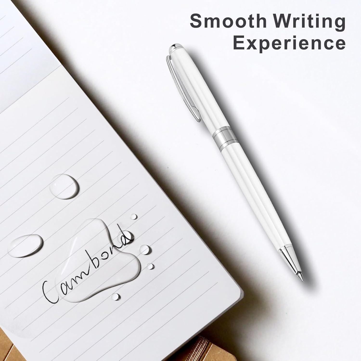 Ballpoint Pens White Pen – Fancy Pens Black Ink Pens for Journaling Men Gift Bus