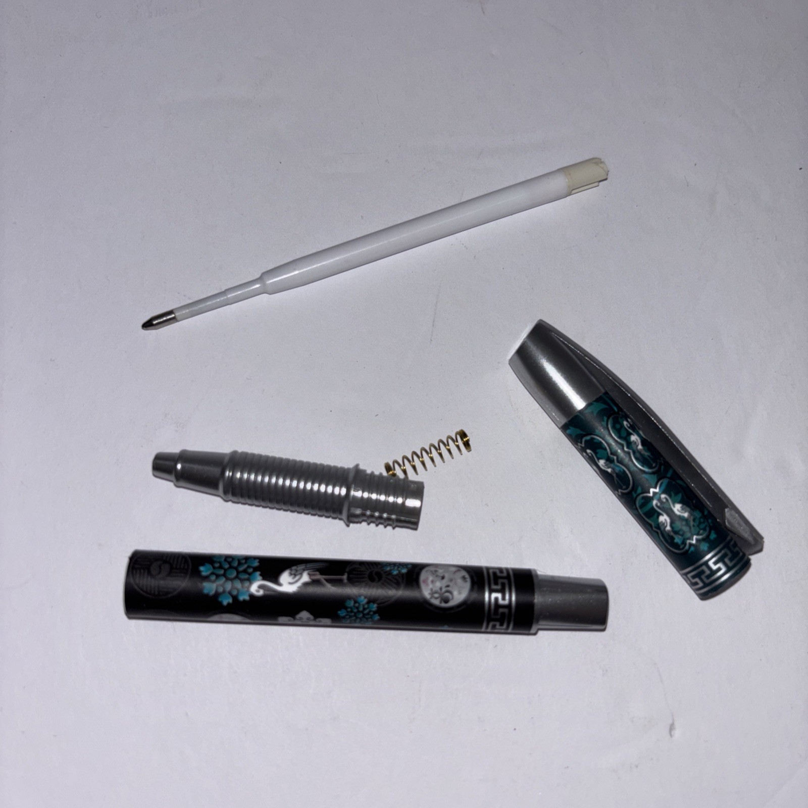DMZ Korean Souvenir 5.5” Ballpoint Pen Set Of 2 With Case Dried Ink Refillable