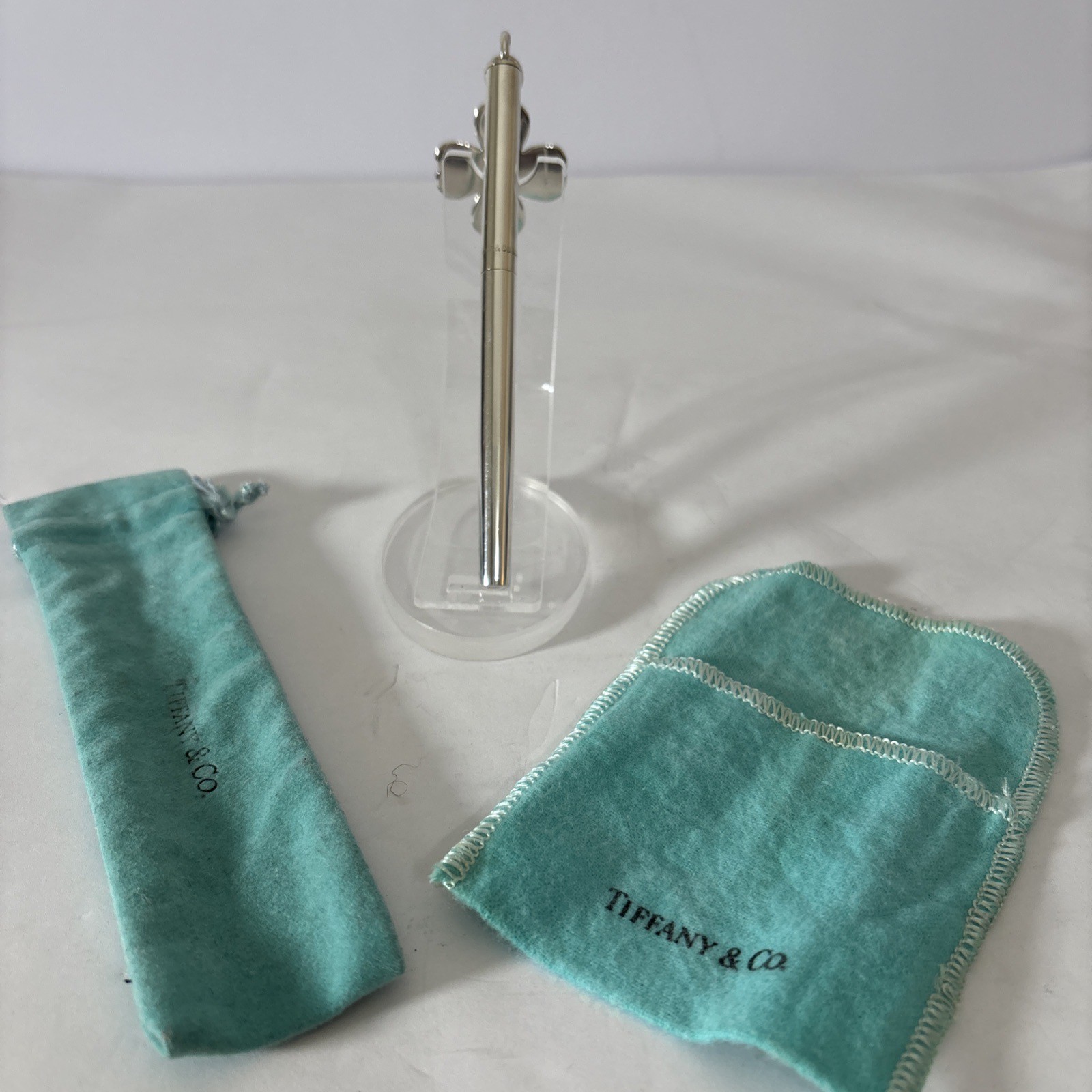 Tiffany & Co. 925 Sterling Silver Ballpoint Pen with Clover/Shamrock Charm 20g