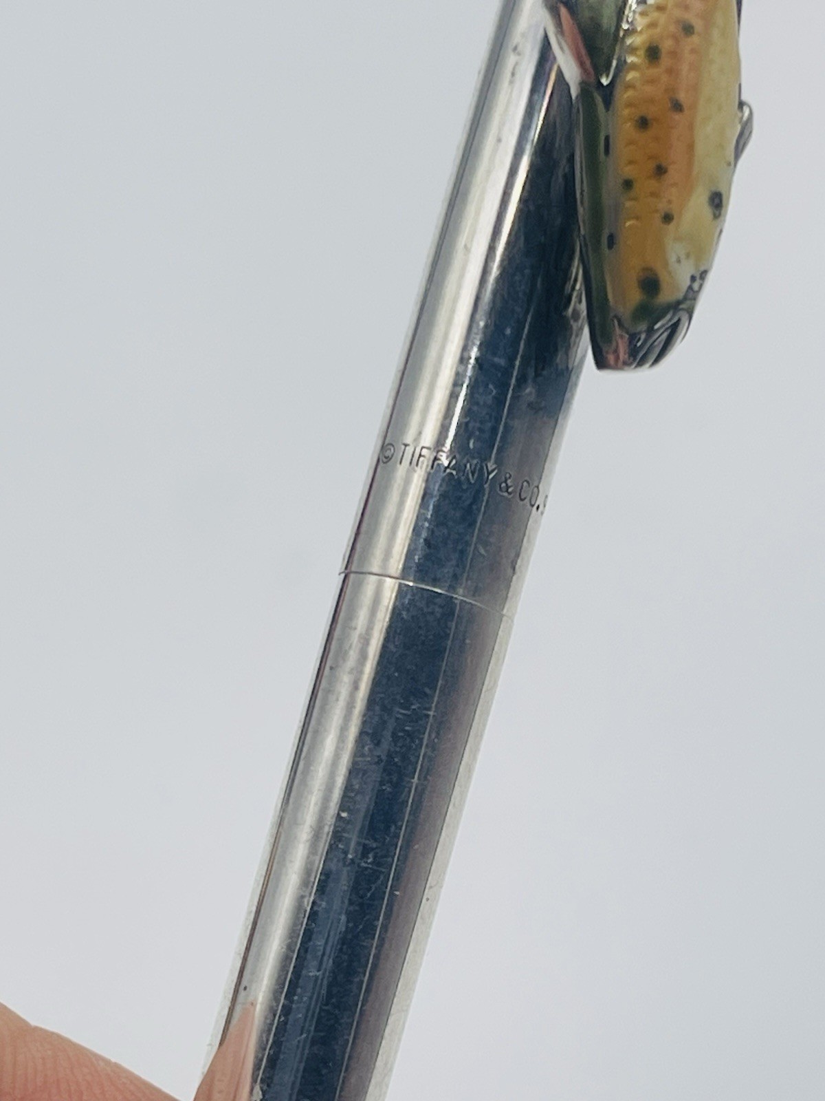 Tiffany & Co. Vintage Sterling Silver Enamel Fish Clip Ballpoint Pen