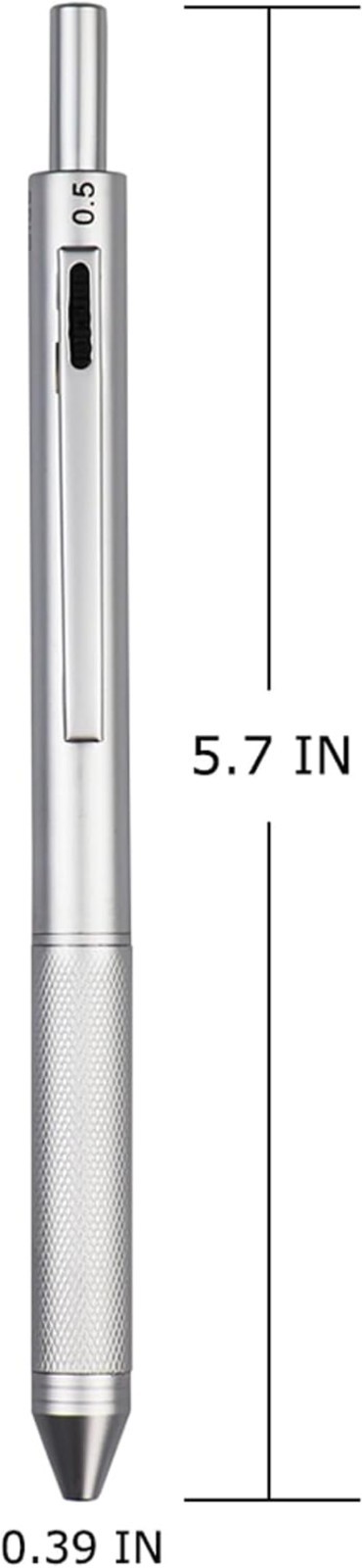 4 in 1 Multicolor Pen, Metal Cased Multifunction Ballpoint Pen, 0.5mm Mechani…