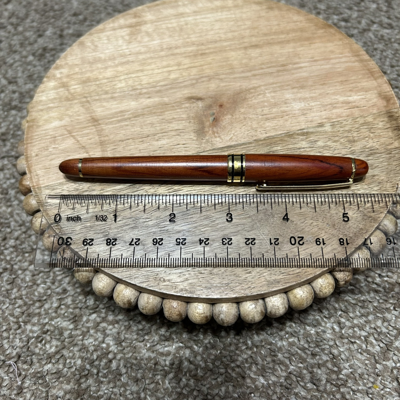 Hauser Germany Polished Wood Ballpoint Pen Wood Grain Gold Tone