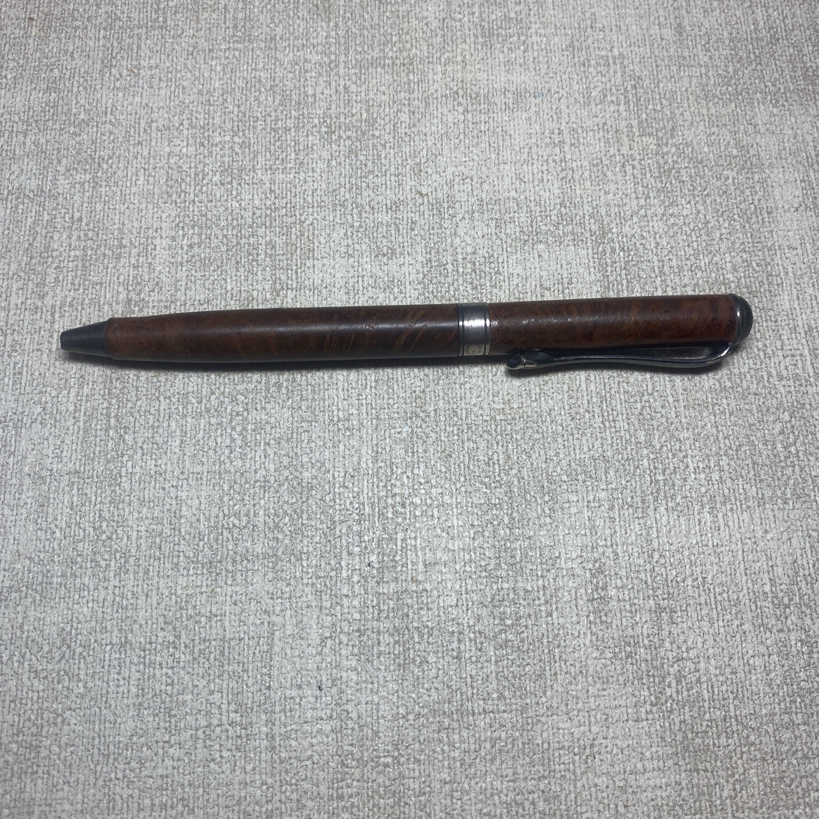 Cesare Emiliano Silver 925 Ballpoint Pen Signed Engraved Briar Wood- Rare Find