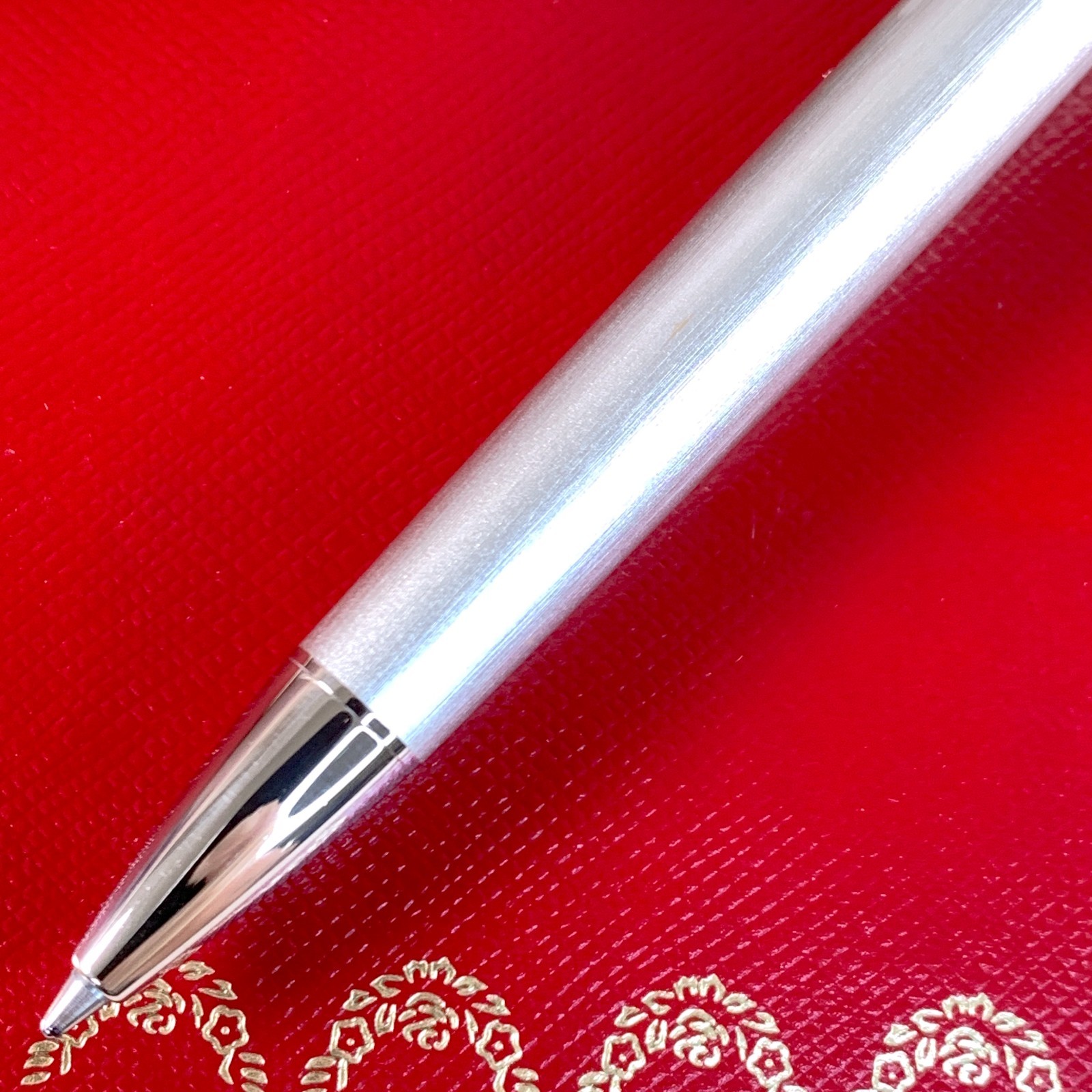 Cartier Mini Ballpoint Pen Charm Silver Lacquer Palladium Finish w/Case & Papers
