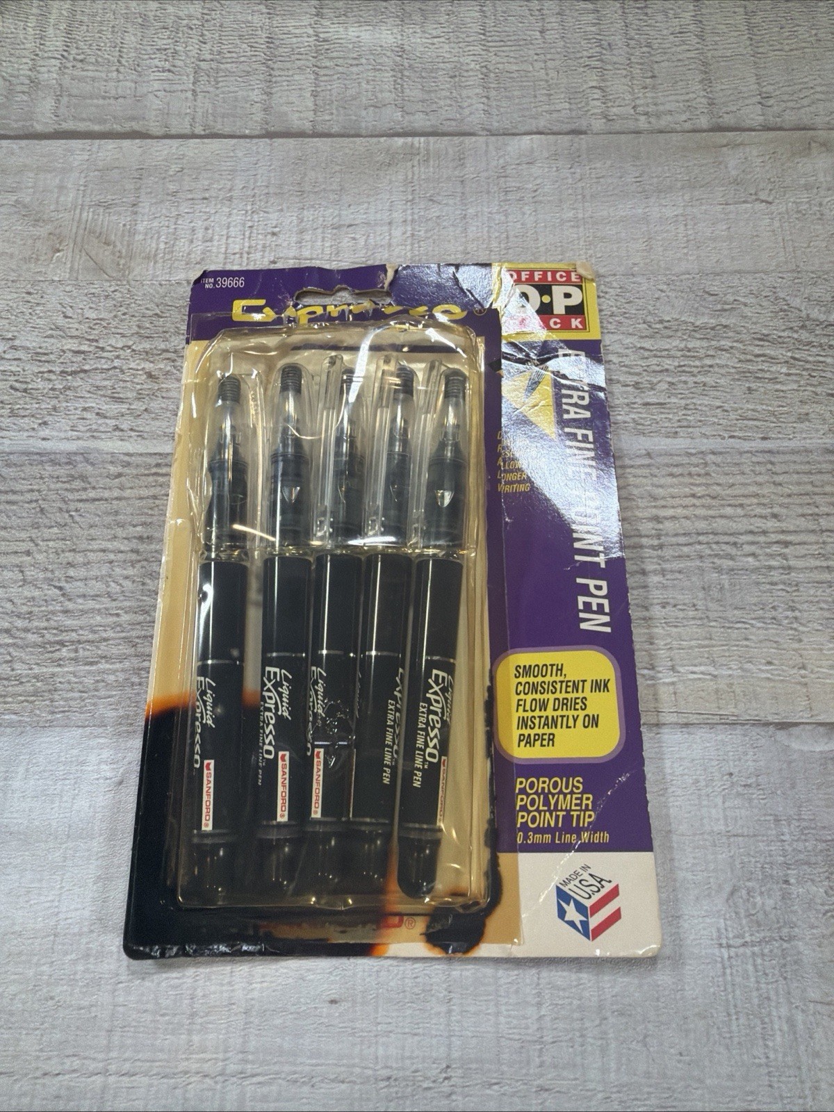 Vintage Sanford Polymer Expresso Black Extra Fine Point Pens Working Lot Of 5