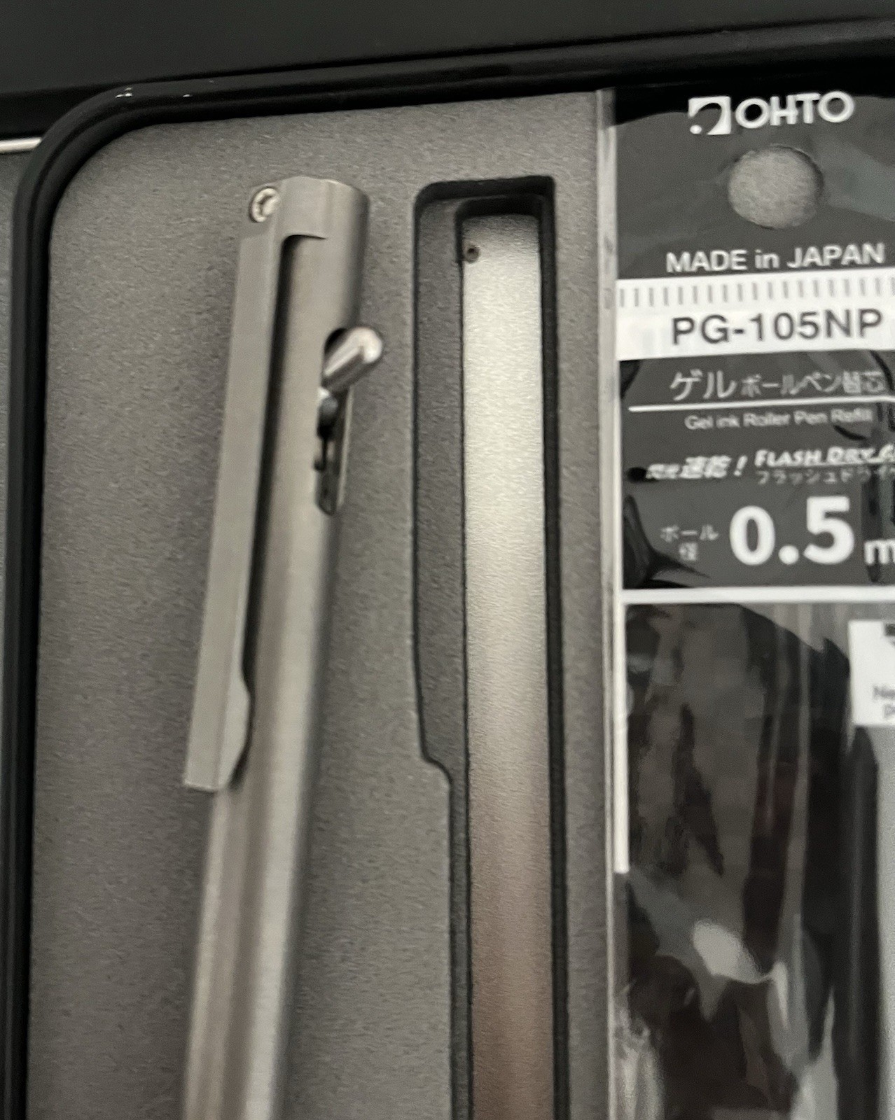 Magnus ClickShift Titanium Pen Stonewash Finish Black Ink w/ OHTO Refill