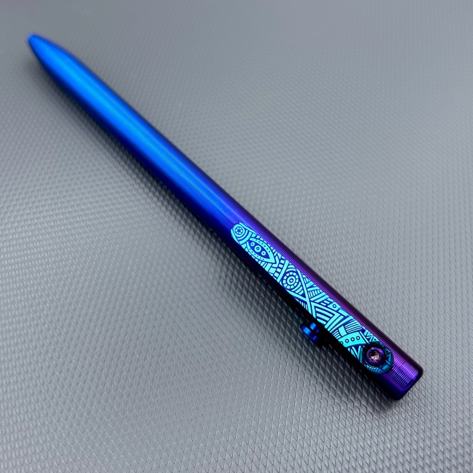 Tactile Turn – Titanium Slim Bolt Action Standard Size Pen Custom Tribal Clip