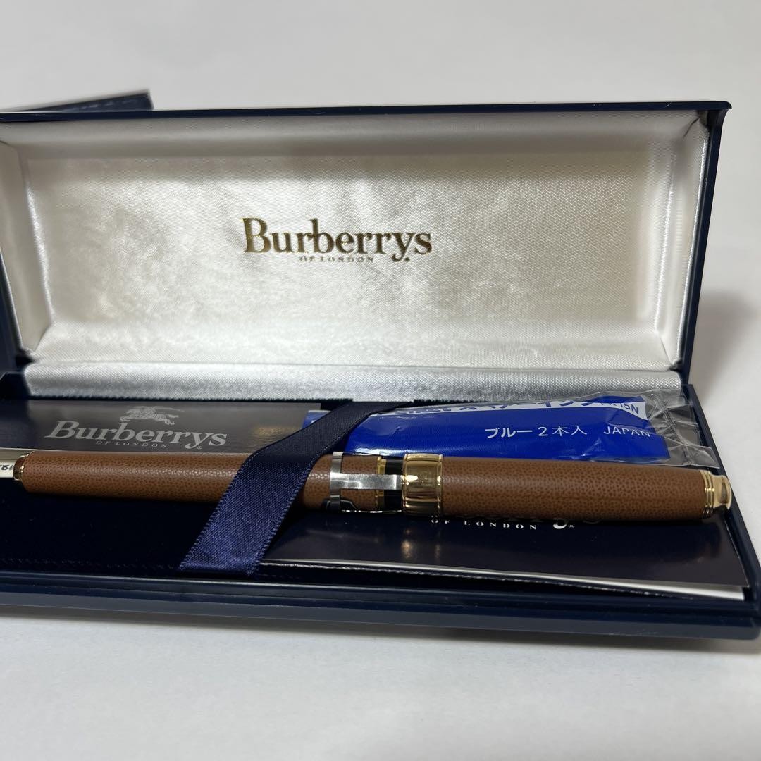 Burberry fountain pen, unused? Leather wrapped, brown 230929