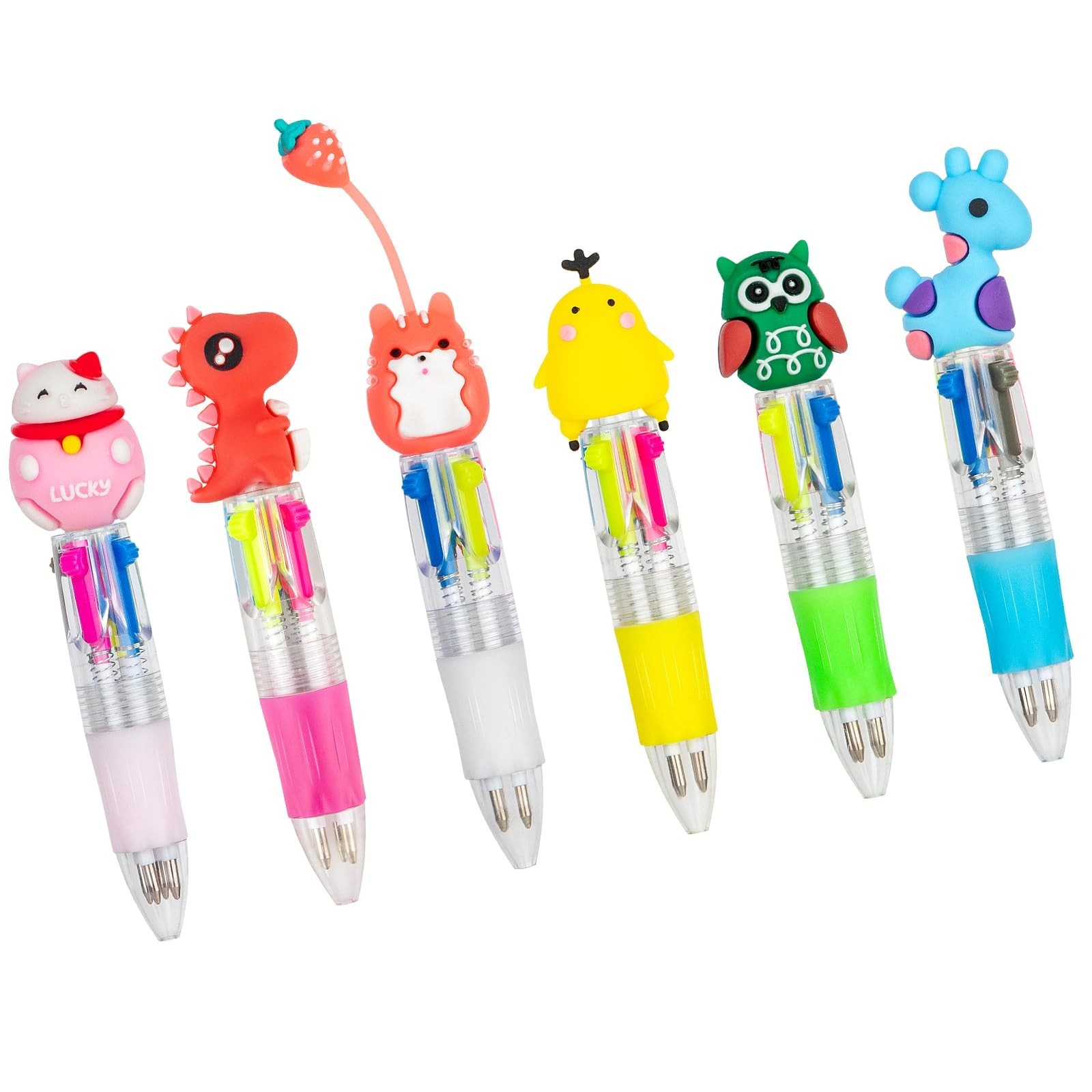 60-Pack Multicolor 4-in-1 Ballpoint Pens – Cute Kids’ Party Favors & School Supp