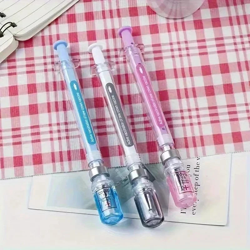 5PCS Random Color Belt Syringe Shaped Gel Neutral Pen, Signature Ballpoint Pen,