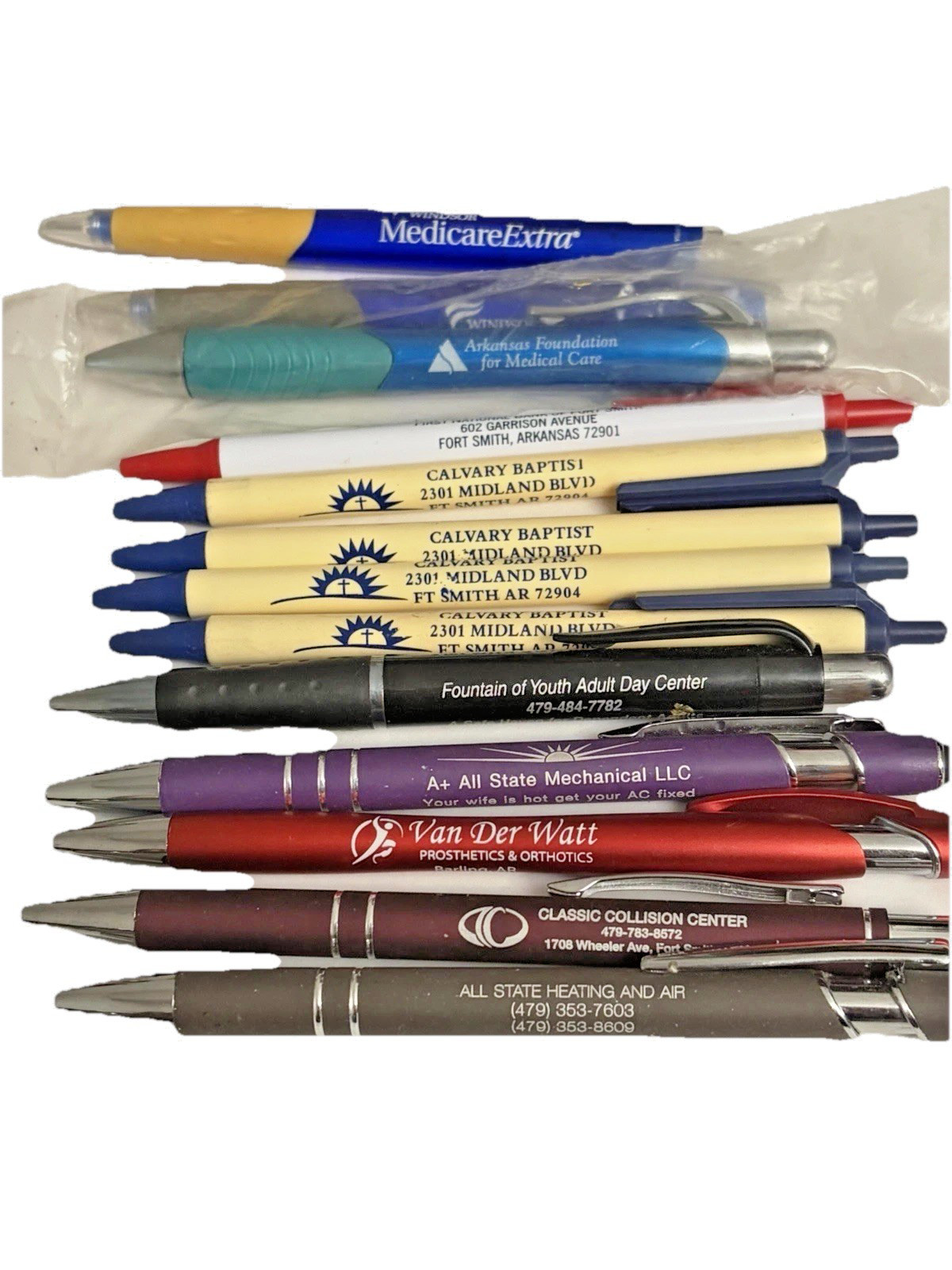 Company Logo Branded Pens Old Vintage Pen Lot of 12 One Dozen Various Styles