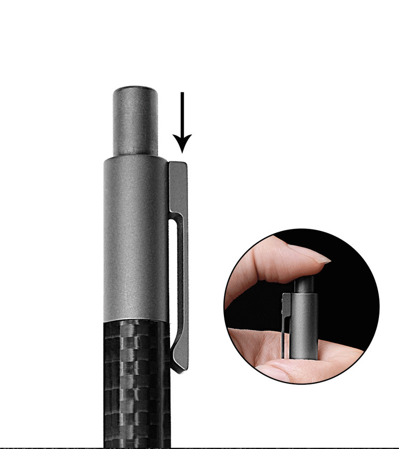 Mini Pocket Titanium + Carbon Fibre Ballpoint Pen Signature Pen w/ 2pcs Refills